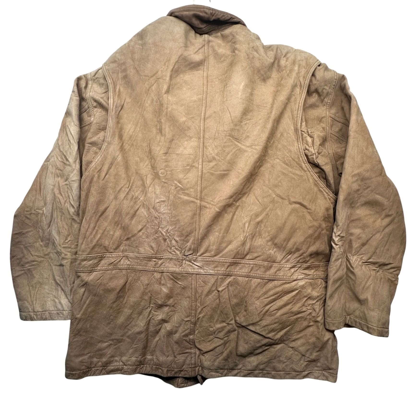 Vintage VINTAGE John Ashford Suede Leather Barn Chore Work Coat Flannel Lined Mens Large Brown Button Chest 50 in Long Leather Coat Casual Workwear Mens Size US L / EU 52-54 / 3 - 2 Thumbnail
