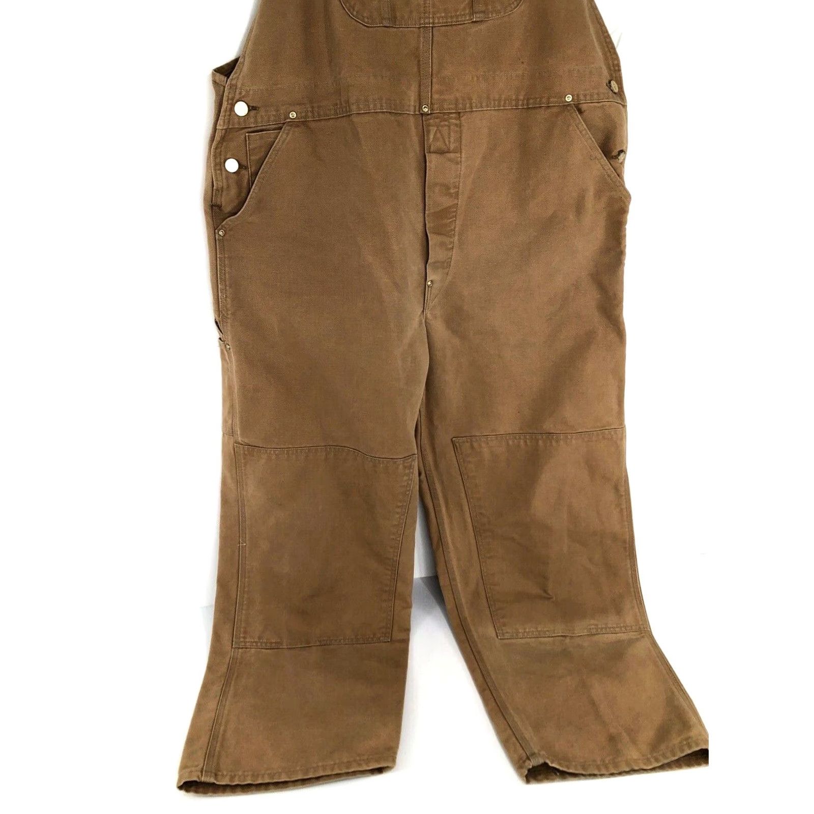 Carhartt CARHARTT Heavy Duty CANVAS Mens Carpenter Overalls 46x28 Brown Size 46 Inseam 28 Bib Double Knee Work Pants Mens Vintage B13 Size US 30 / EU 46 - 2 Thumbnail