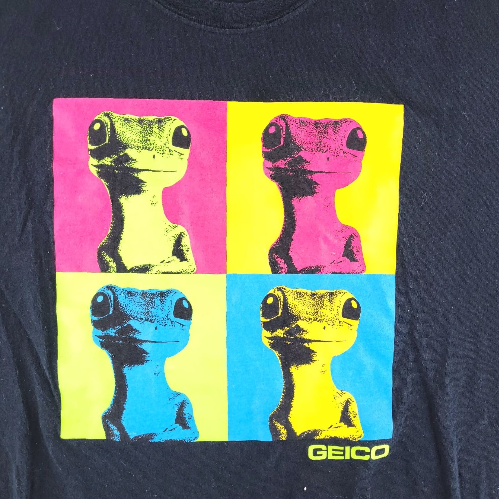 Vintage Geico Shirt Mens XL Black Gecko Andy Warhol Short Sleeve Crewneck Size US XL / EU 56 / 4 - 3 Thumbnail