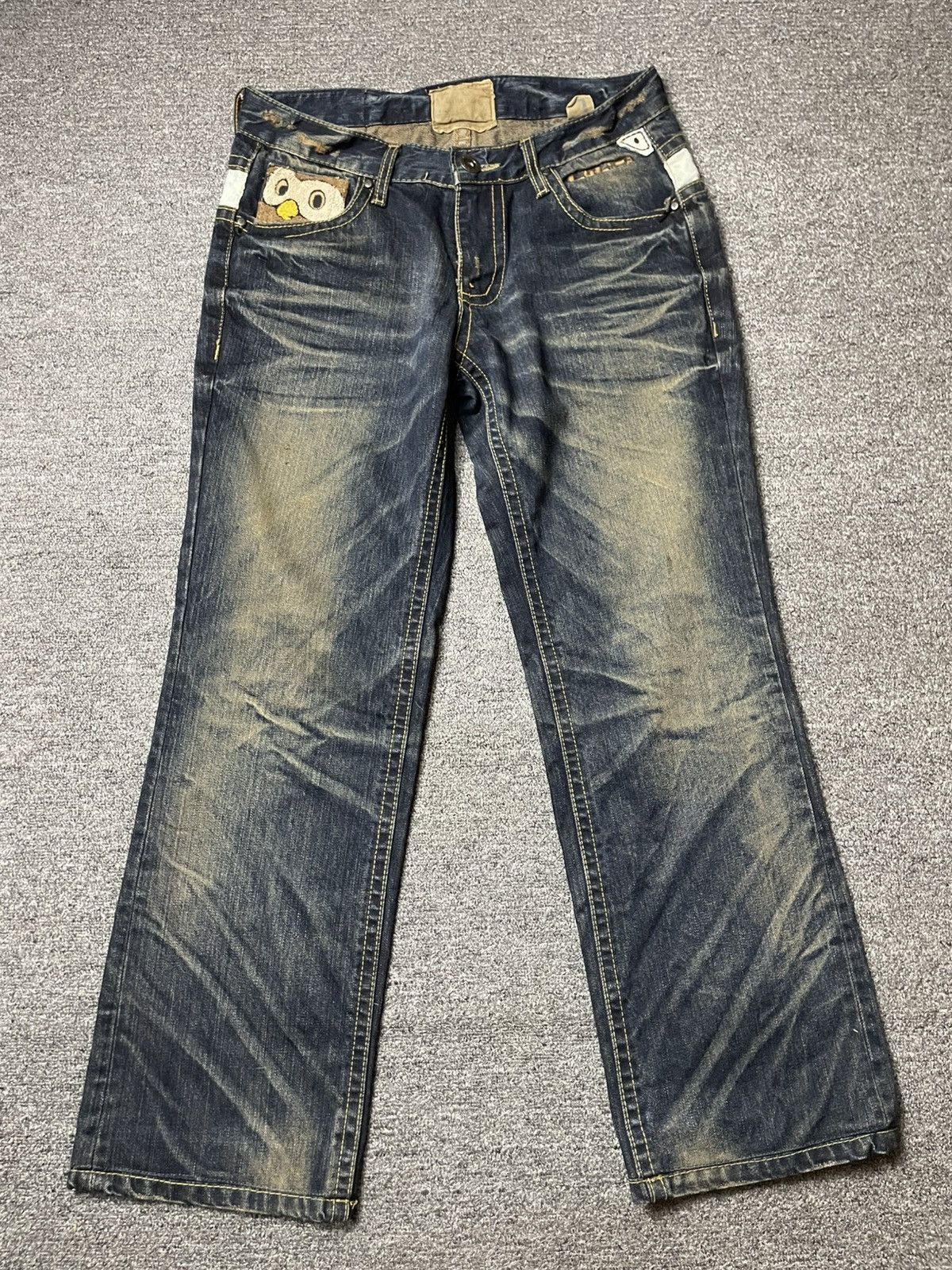 Japanese Brand × Vintage LOLITA JEANS Owl Rusty Blue Distressed Denim (92) Size US 32 / EU 48 - 1 Thumbnail