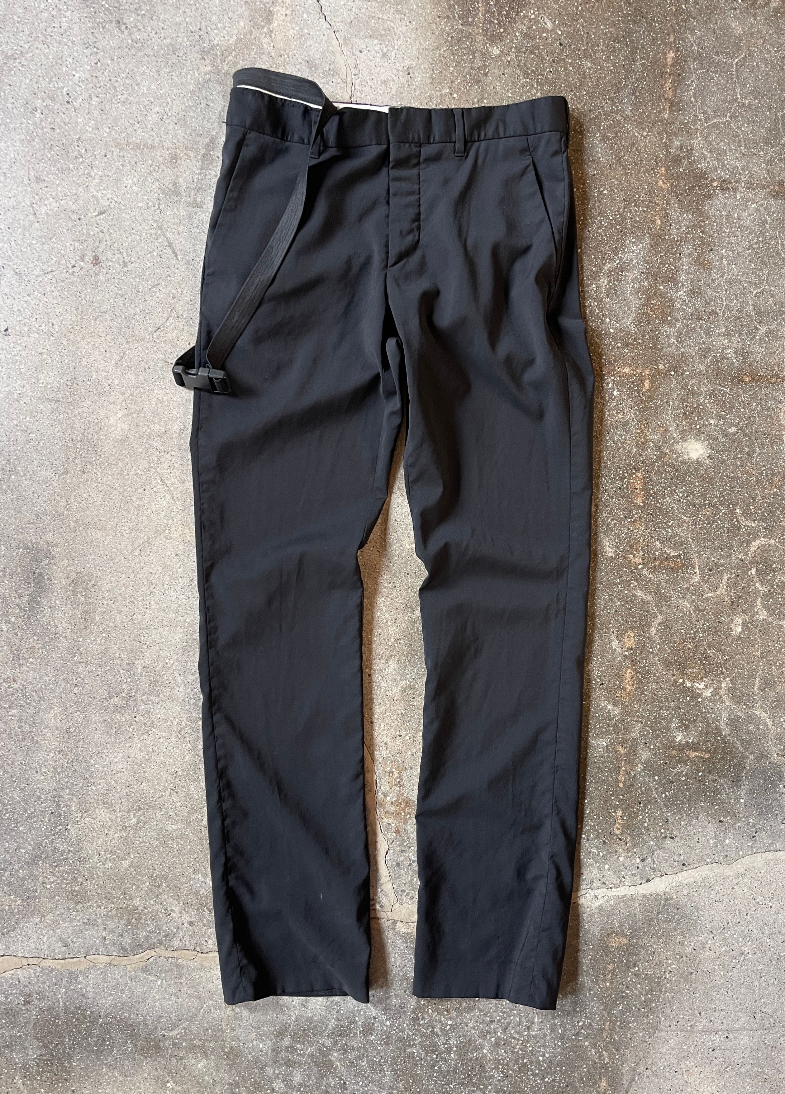 Pre-owned Helmut Lang Ss2003 Bondage Wool Trousers In Black