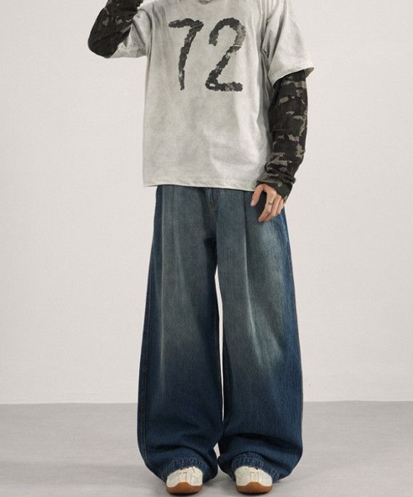Japanese Brand Gradient American street baggy loose wide-leg jeans for men Size US 32 / EU 48 - 1 Thumbnail