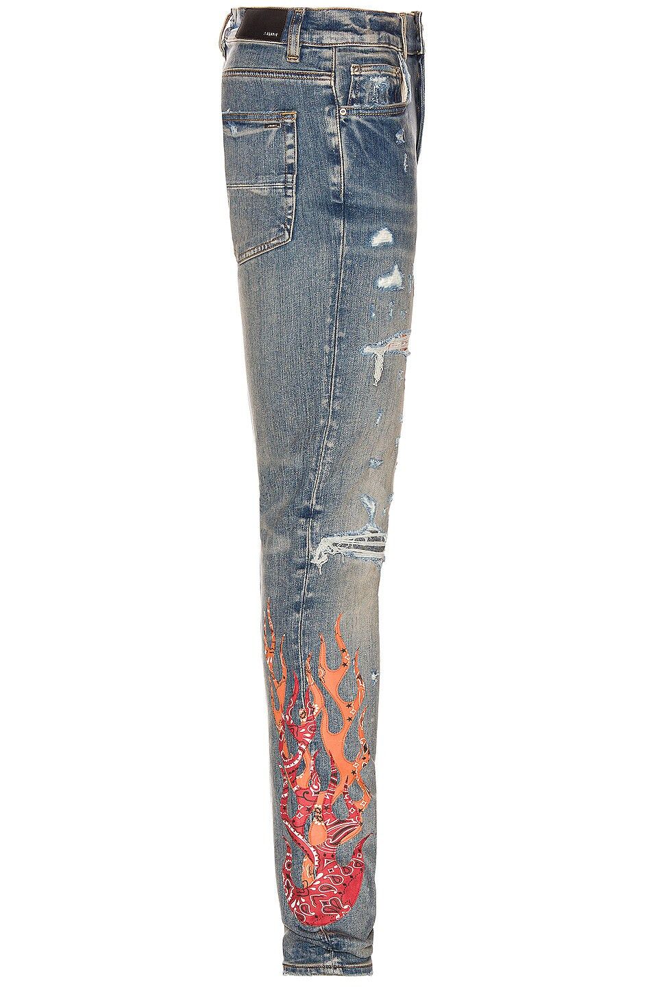 Amiri o1mle0426 Bandana Flame Jeans in Clay Indigo Orange/Blue Size US 36 / EU 52 - 3 Thumbnail