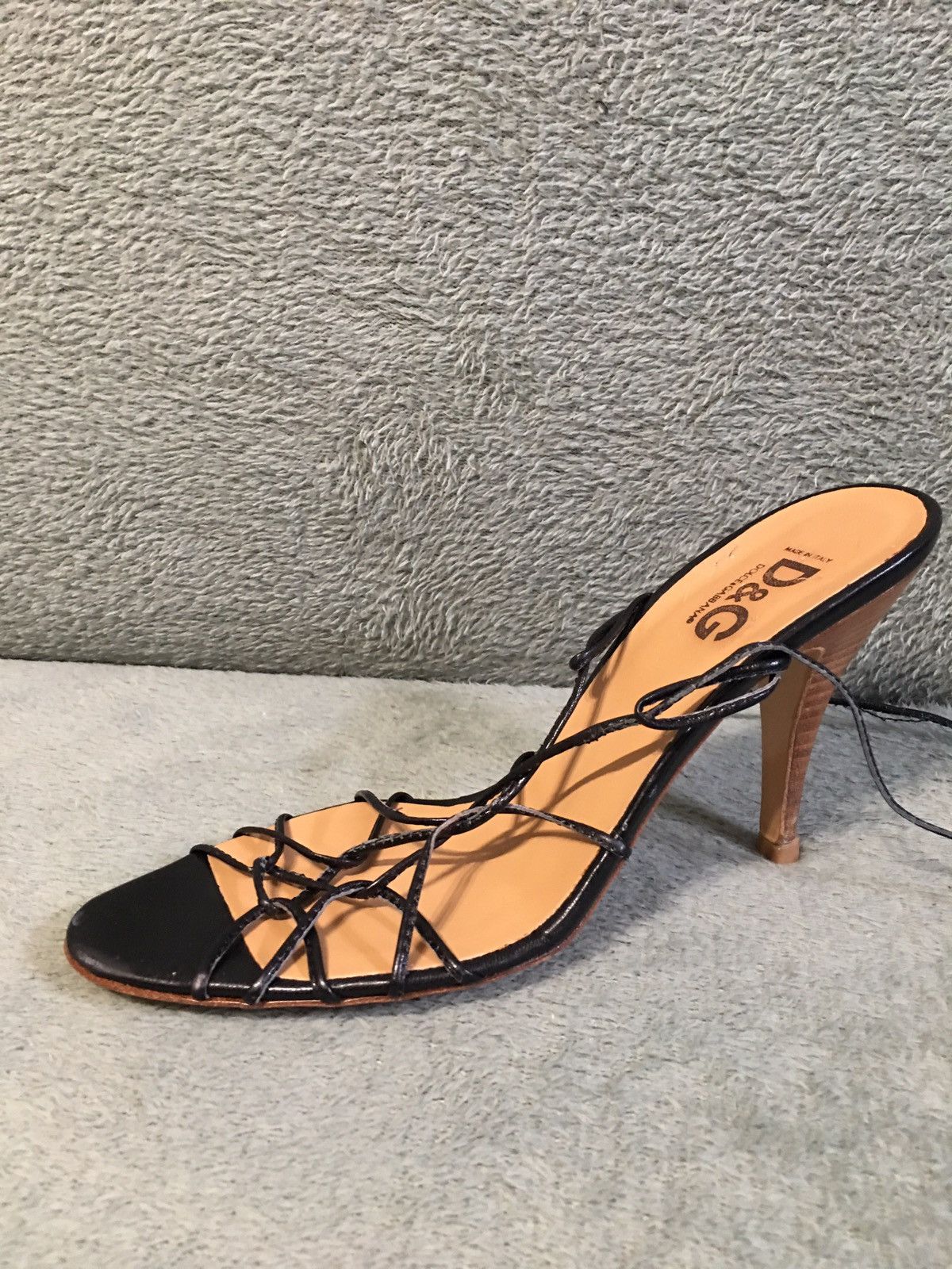 Dolce & Gabbana Dolce & Gabbana Black Leather Gladiator Strap Heels EU38 Size US 8 / IT 38 - 8 Thumbnail