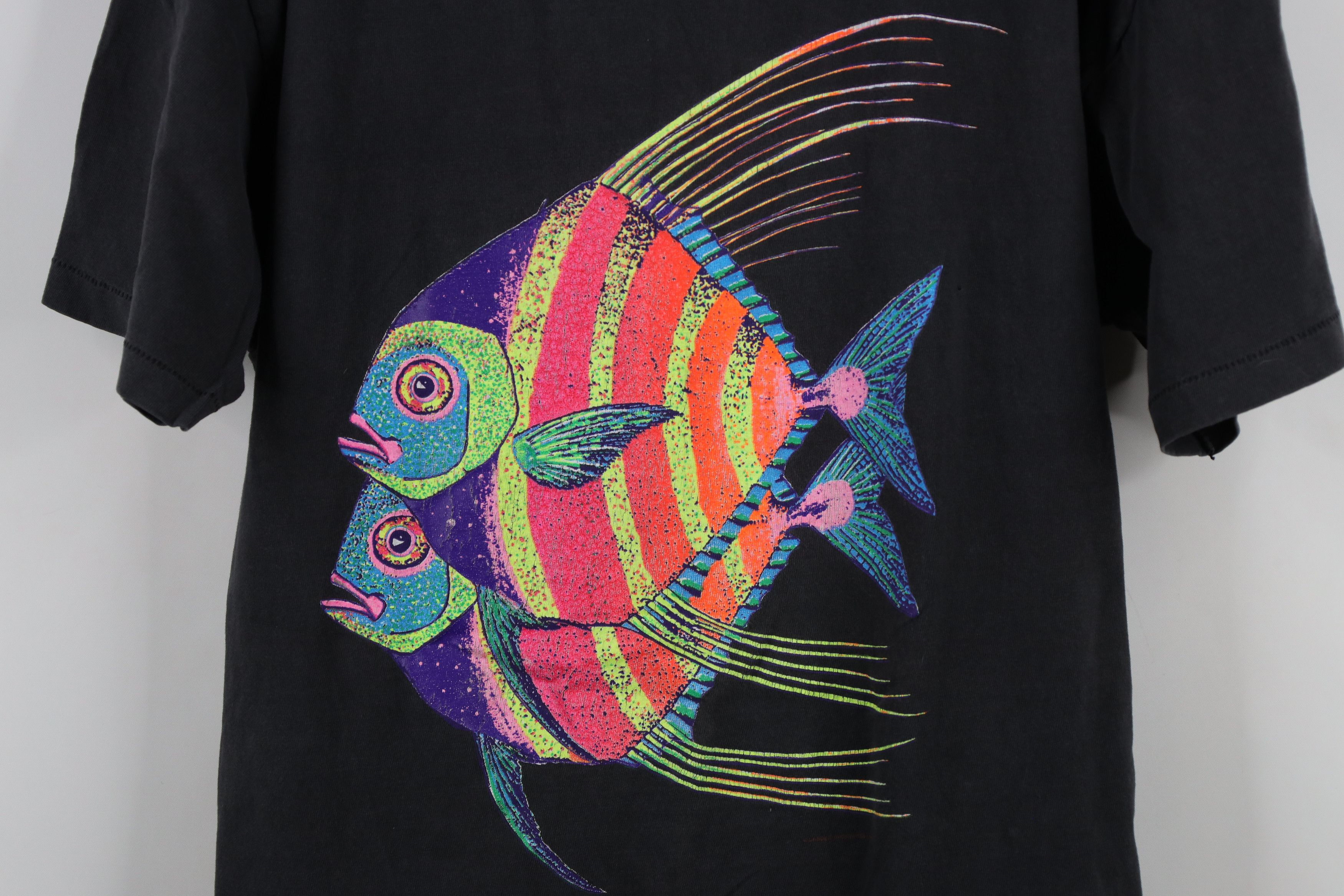 Vintage Vintage 90s Streetwear Fish Short Sleeve T-Shirt Black USA Size US XL / EU 56 / 4 - 4 Thumbnail