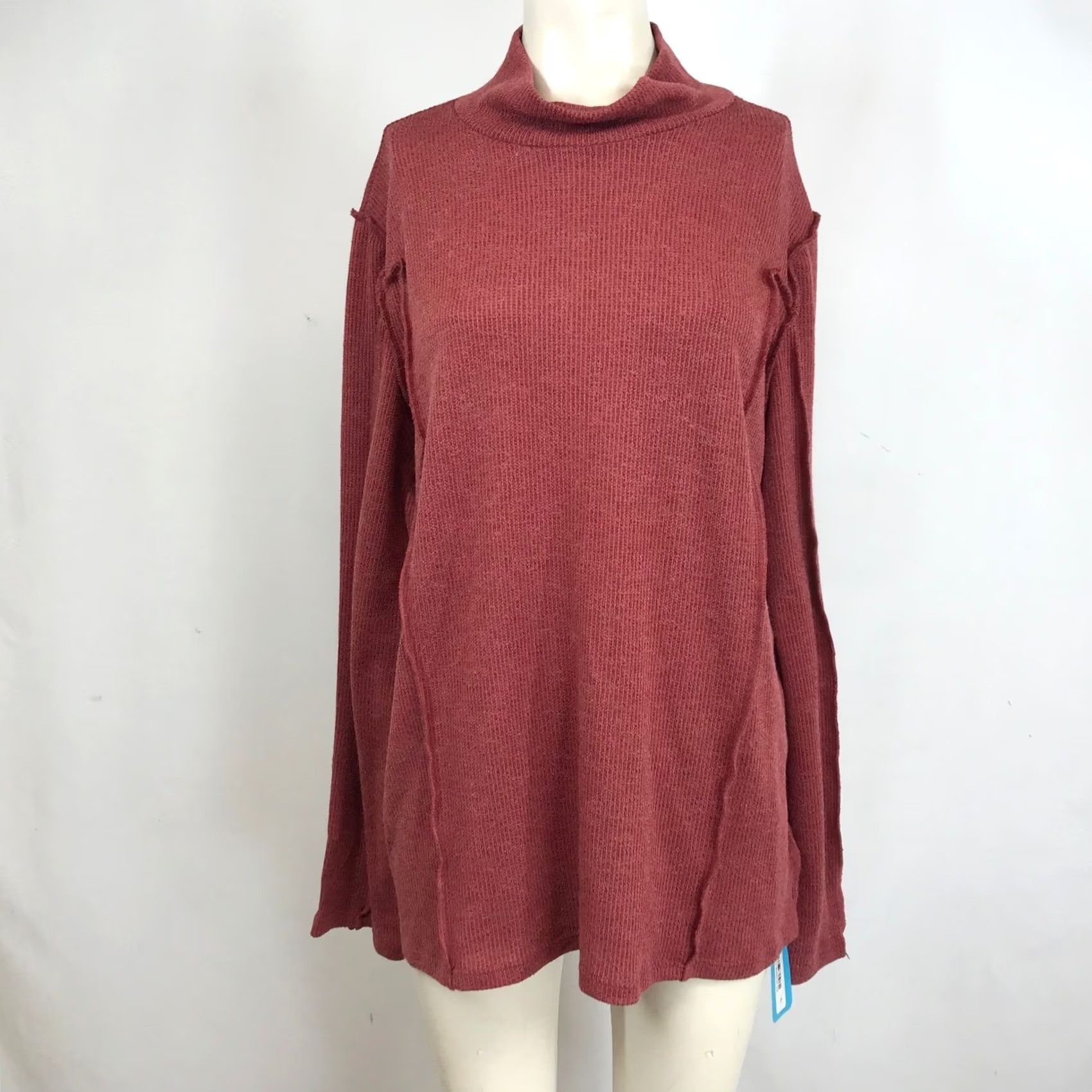 Vintage Output: Like Love Rust Red Ribbed Mock Neck Long Sleeve Tunic Top Plus Size 3X Size XXL / US 16-18 / IT 52-54 - 2 Thumbnail