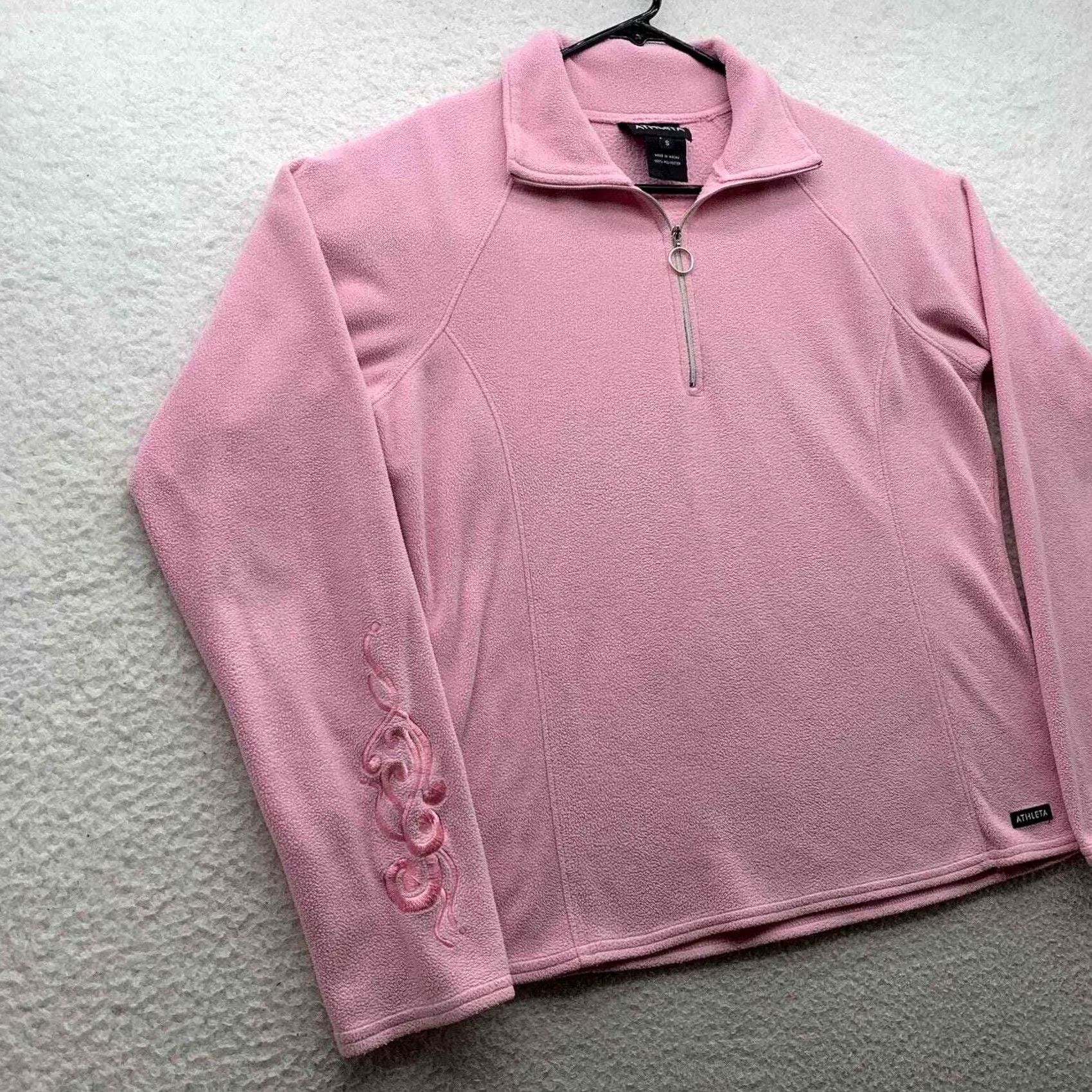 Athleta Athleta Fleece Jacket Womens Small S Pink Black 1/4 Zip Outdoor Athleisure Size S / US 4 / IT 40 - 2 Thumbnail