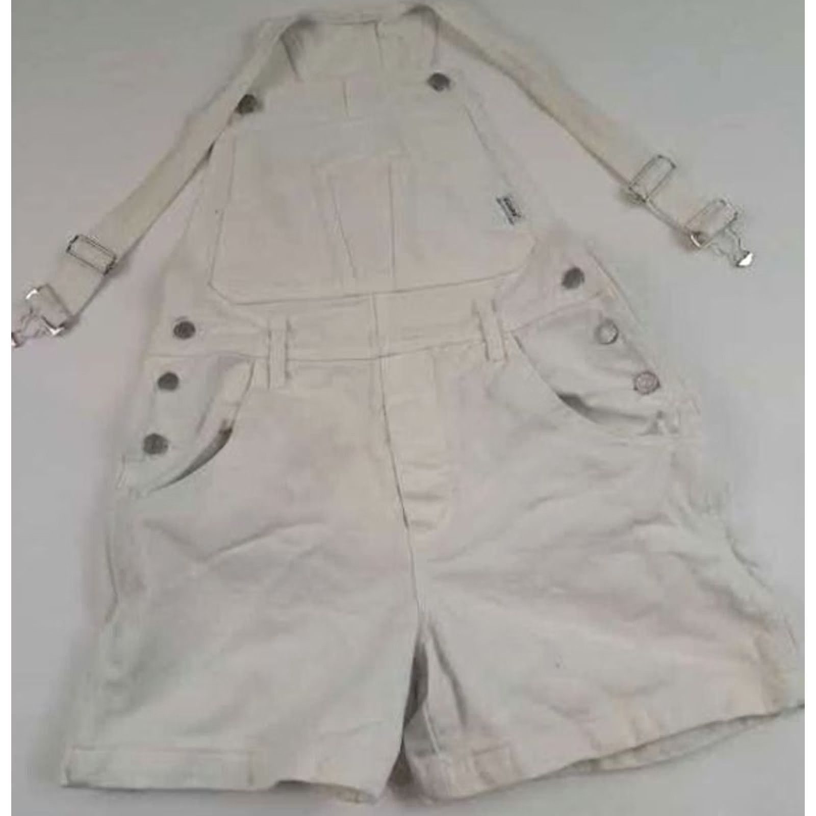 Guess VINTAGE GUESS White Overall Shorts Womens Medium USA Made Denim 100% Cotton Daisy Duke 30in Waist Mid Rise Size 30" / US 8 / IT 44 - 2 Thumbnail