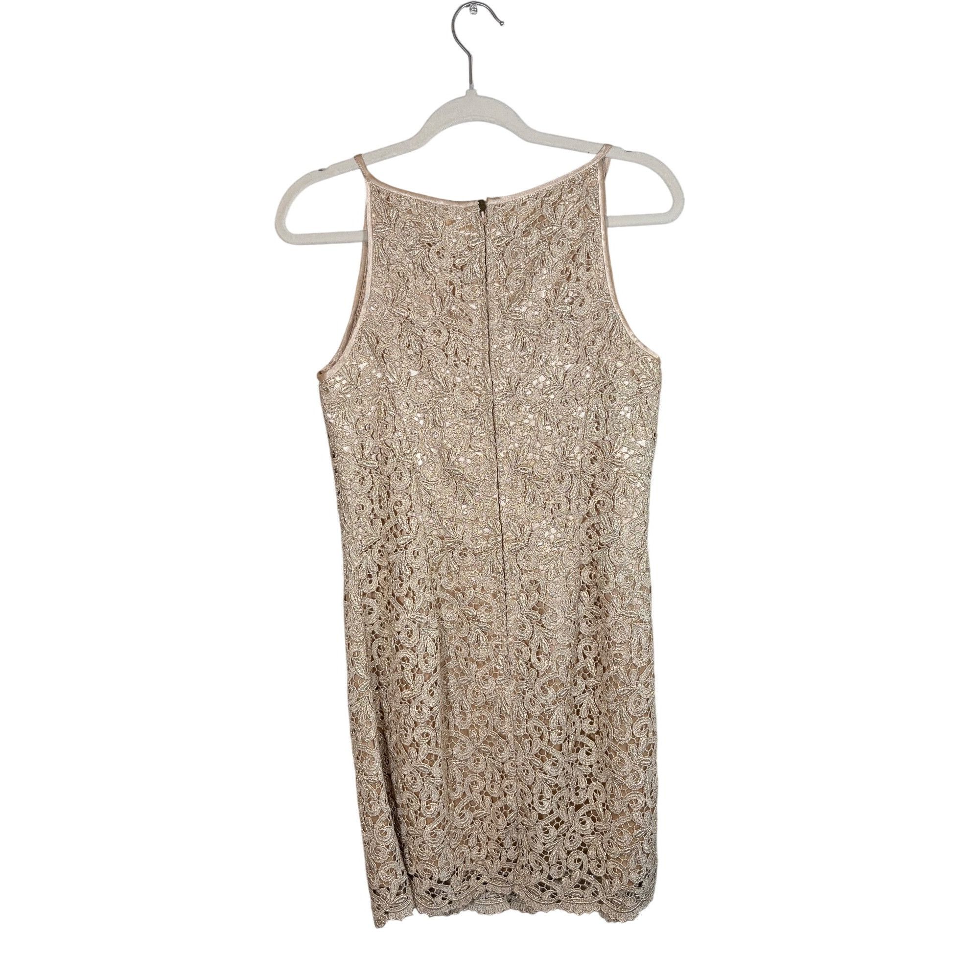 Jessica McClintock Jessica McClintock Women Beige Lace Dress 8 Old Money, Cockt Size M / US 6-8 / IT 42-44 - 7 Thumbnail