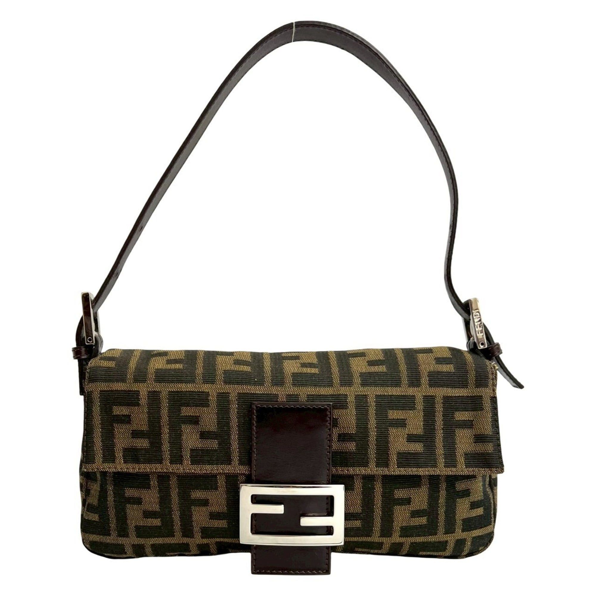FENDI Mamma Bucket Zucca FF Canvas and Leather Semi-Shoulder Bag/Handbag Brown 66850