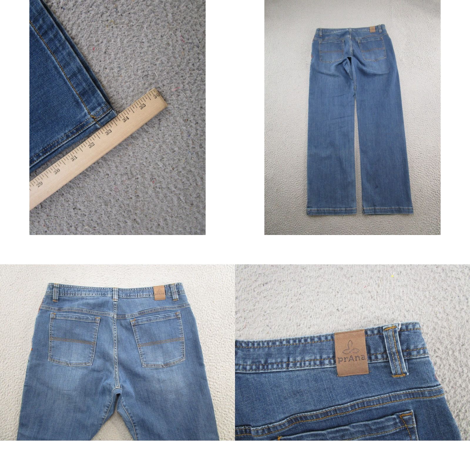 Prana prAna Axiom Jeans Mens Size 36x34 Blue Denim Organic Cotton Stretch Medium Wash Size US 36 / EU 52 - 9 Thumbnail