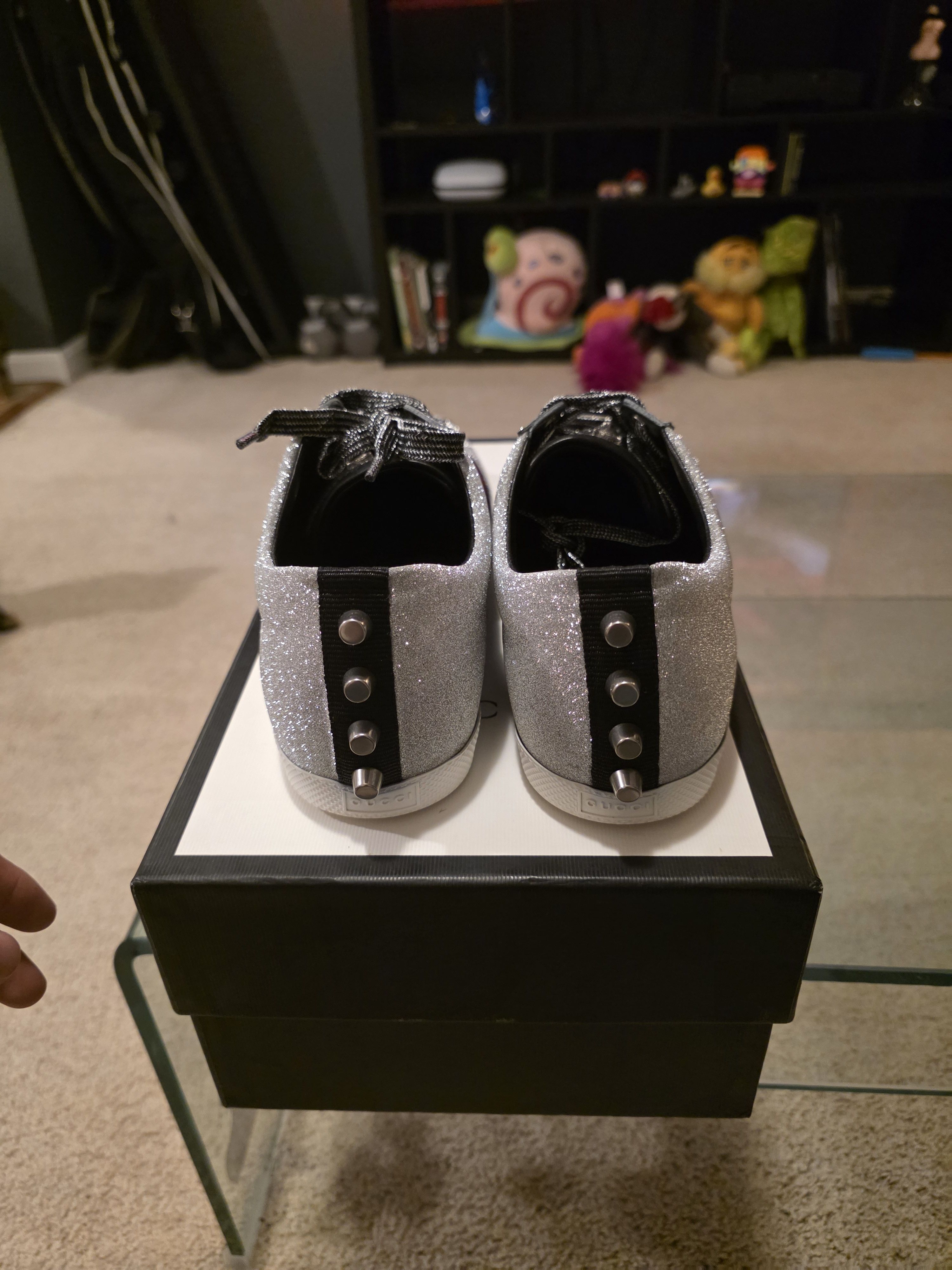 Gucci GUCCI BAMBI WEB SILVER SNEAKERS MENS SIZE Size US 9.5 / EU 42-43 - 2 Thumbnail