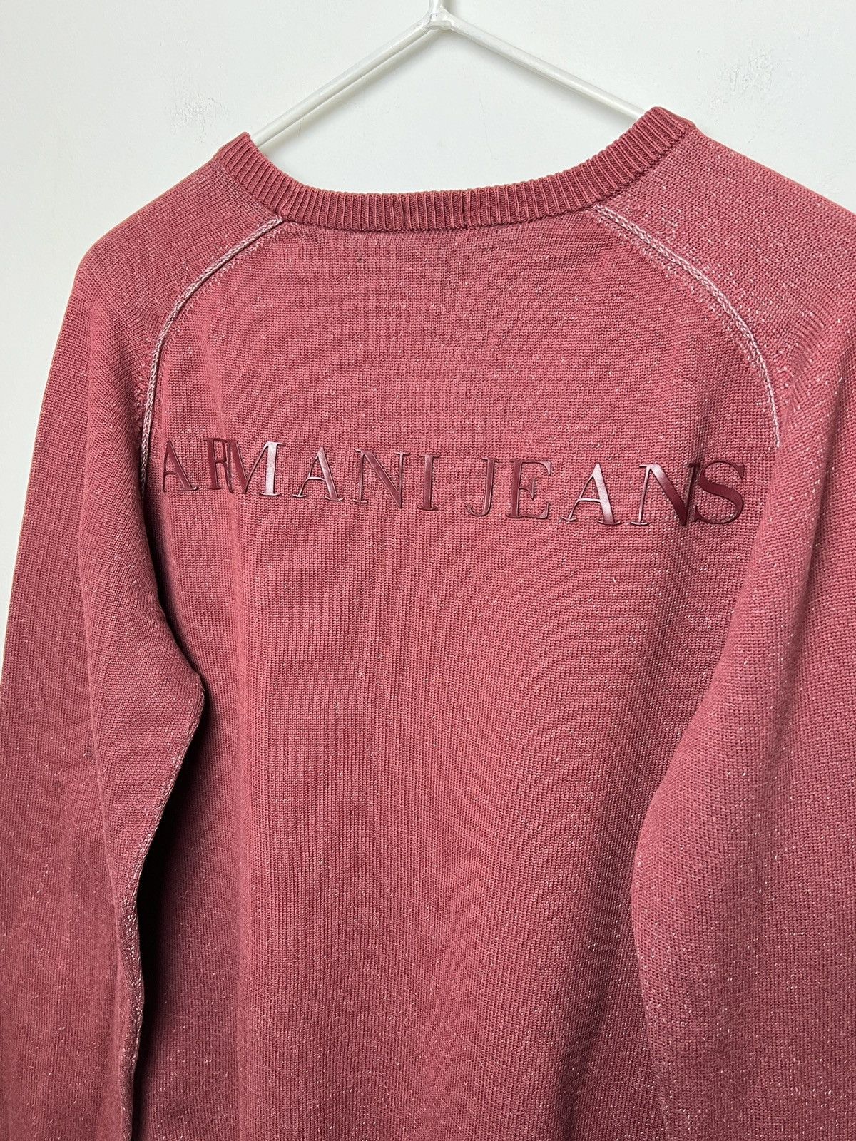 image of Giorgio Armani x Vintage Armani Y2K Vintage Sweater in Burgundy, Men's (Size Medium)