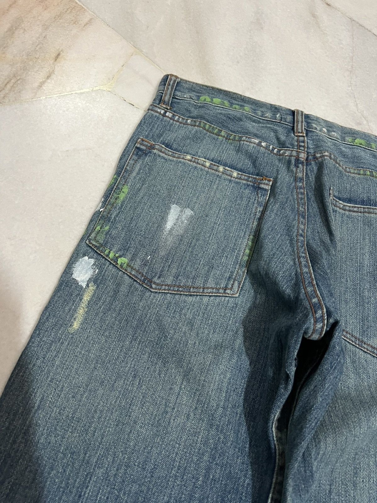 Japanese Brand FLARE 90’s NYLAUS DISTRESS PAINTER JEAN Size US 30 / EU 46 - 15 Thumbnail