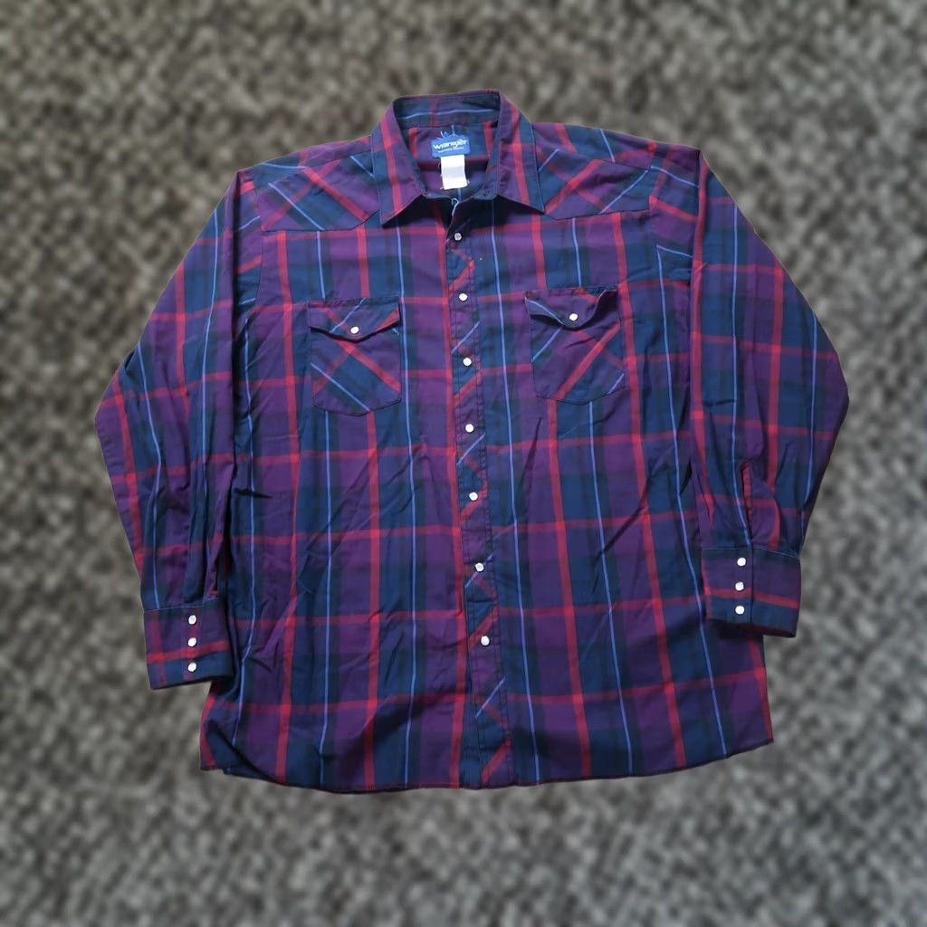 Wrangler VINTAGE Wrangler Snap Button Front Shirt 2XL Mens Plaid Western Cowboy Shirt Size US XXL / EU 58 / 5 - 1 Thumbnail