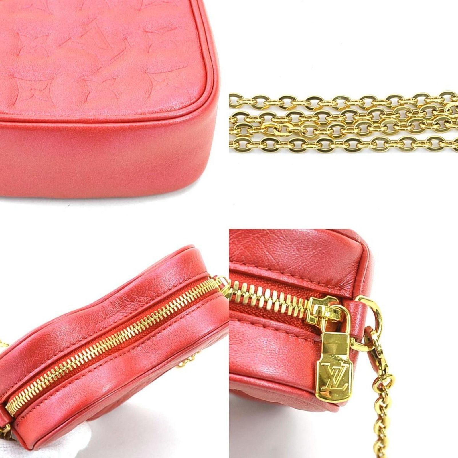 Louis Vuitton Red Leather Heart On Chain