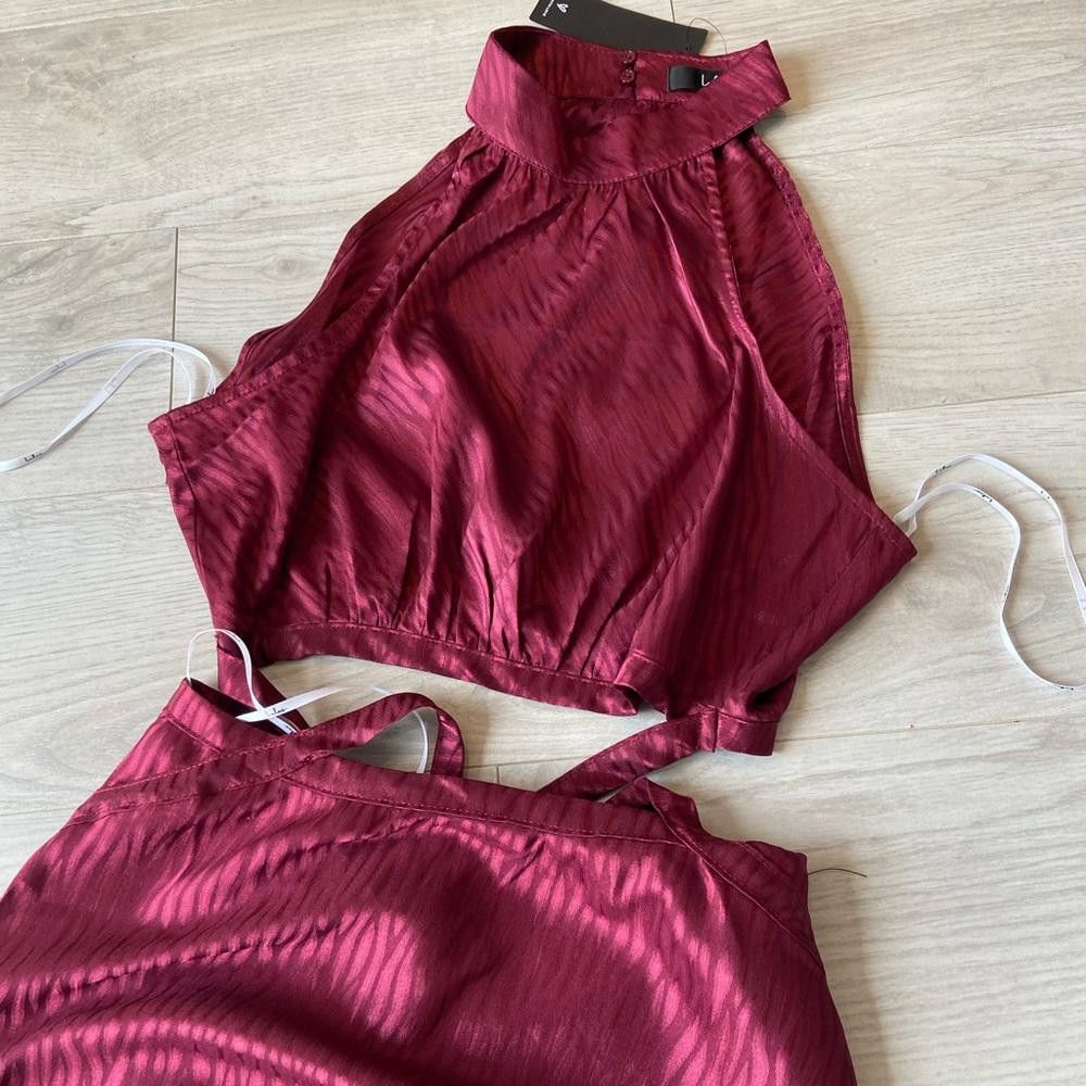 Lulus Lulu's Red Satin Cutout Midi Dress Size S / US 4 / IT 40 - 3 Thumbnail