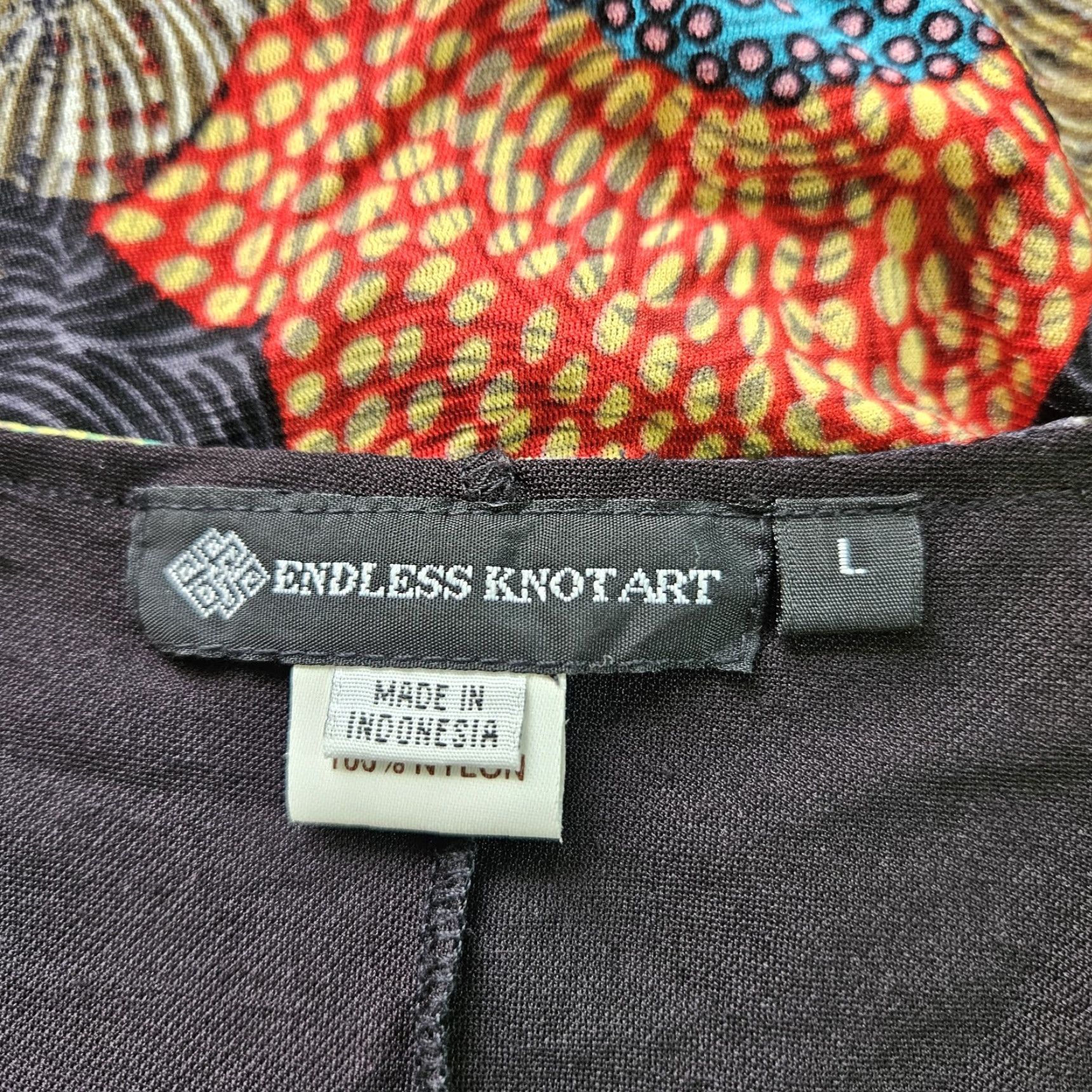Endless Endless Knot Art Womens Dress Sz Large Black Red Floral V-Neck Short Sleeve Size 36" / US 14 / IT 50 - 6 Thumbnail