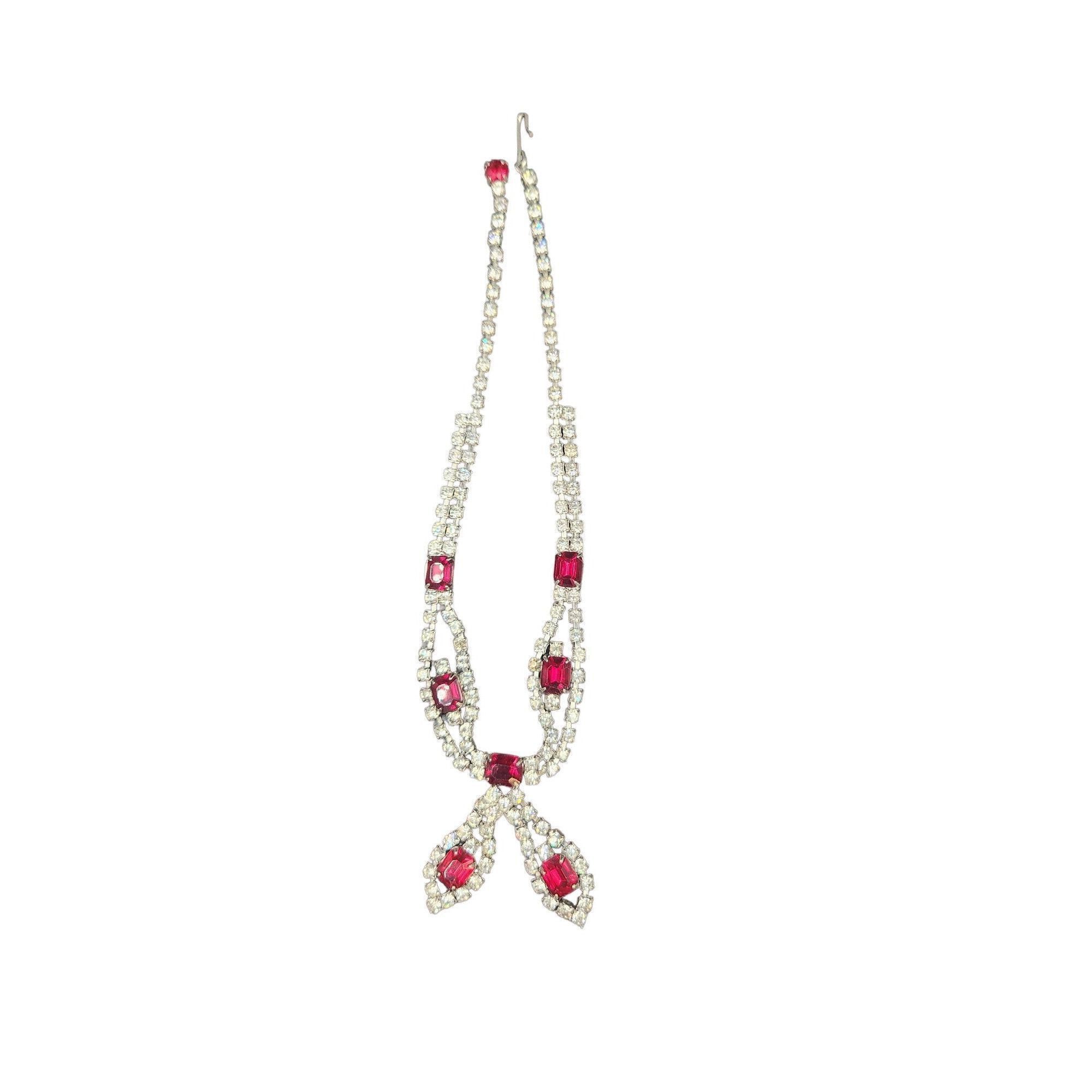 Other Red Rhinestone & Crystal choker adjustable necklace. Size ONE SIZE - 3 Thumbnail