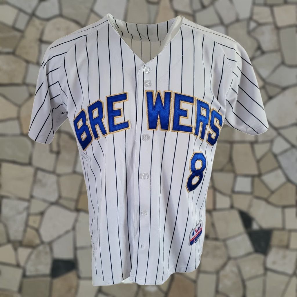 Vintage VINTAGE Majestic Milwaukee Brewers Ryan Braun 8 T-Shirt M White Short Sleeve V-Neck Mens Shirt Size US M / EU 48-50 / 2 - 1 Thumbnail