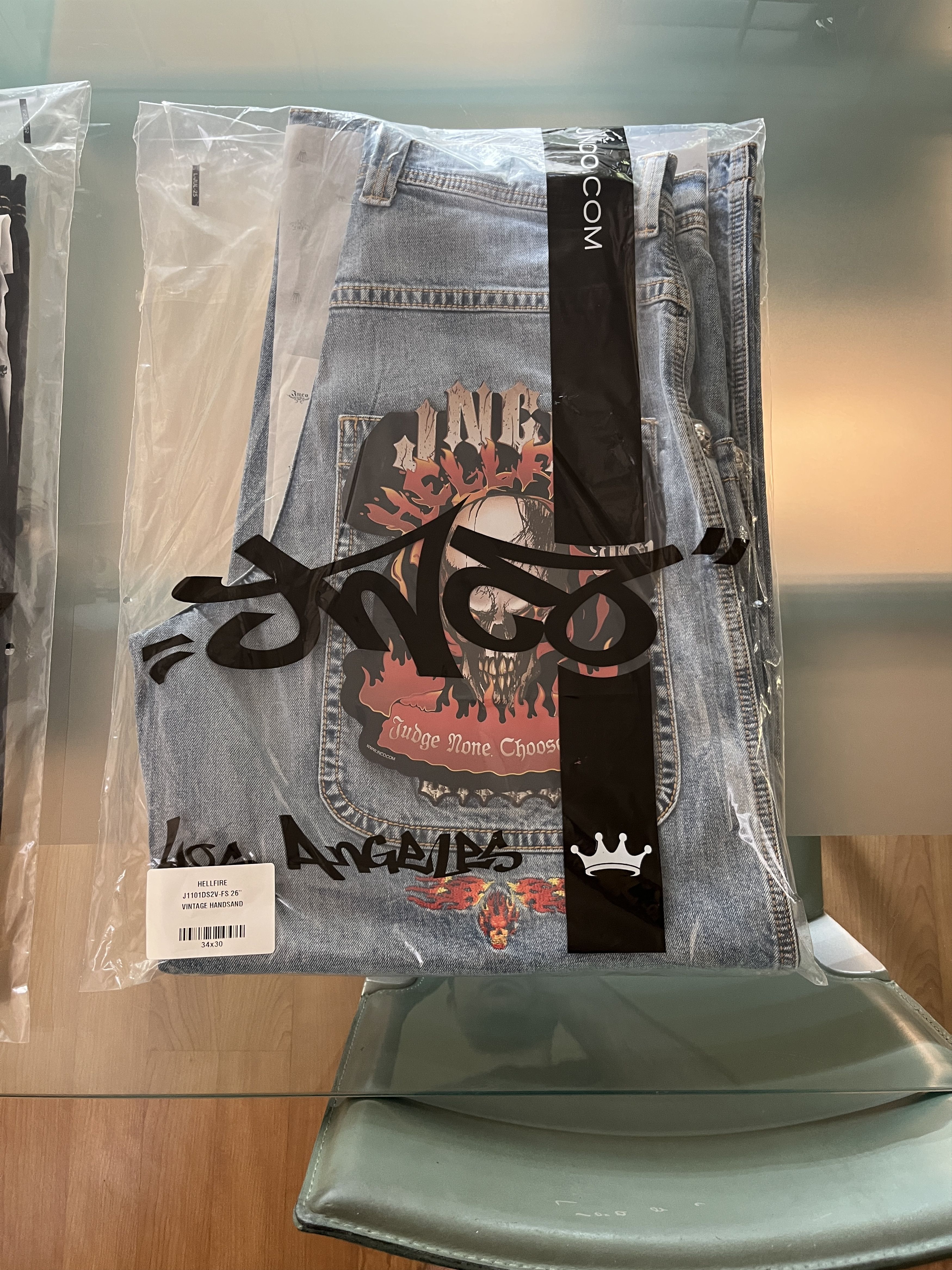 JNCO Hellfire Jeans Hand-Sand Size US 34 / EU 50 - 9 Thumbnail