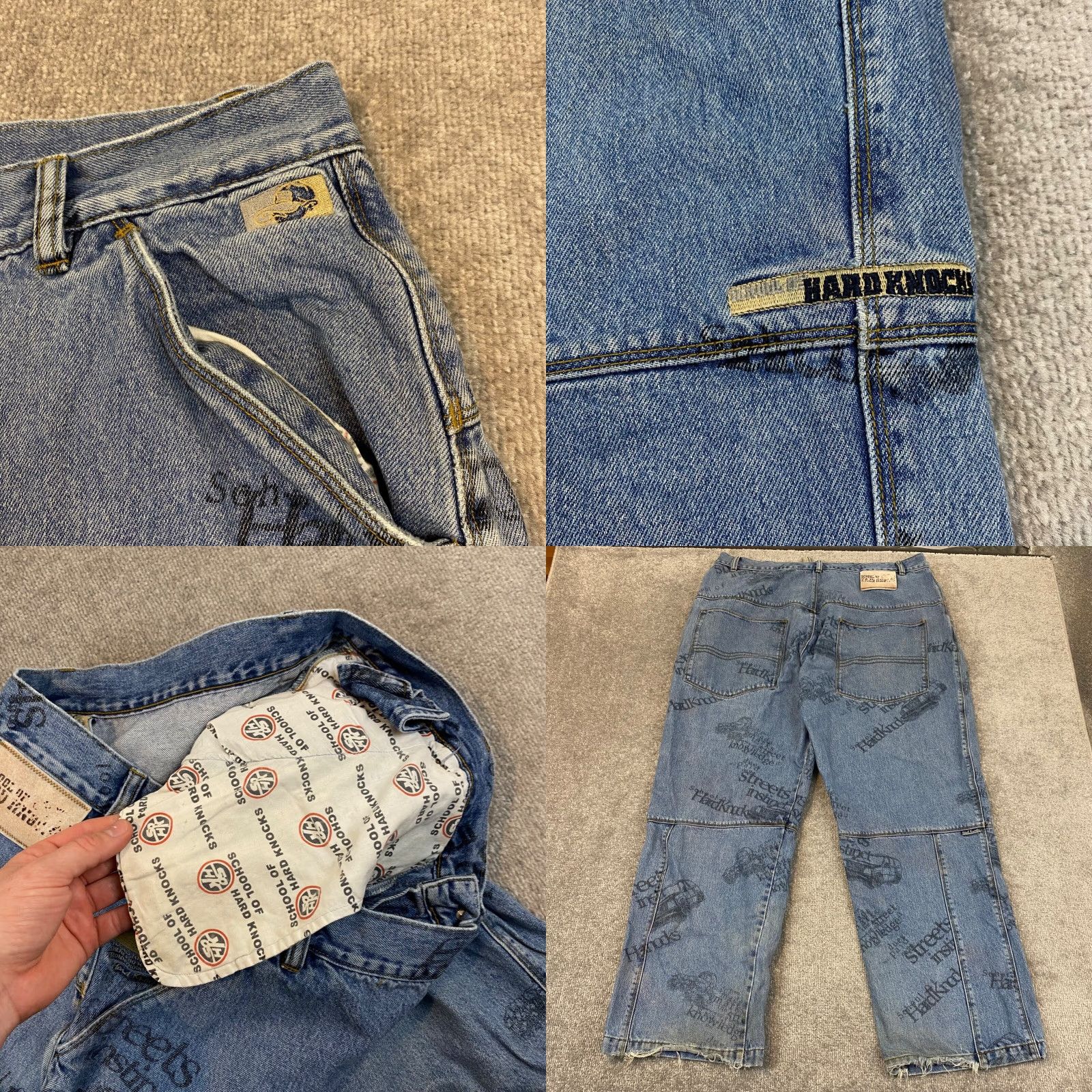 Vintage School of Hard Knocks Jeans Mens 40x32 Blue Light Wash Wide-Leg Baggy Y2K Size US 42 / EU 58 - 8 Thumbnail