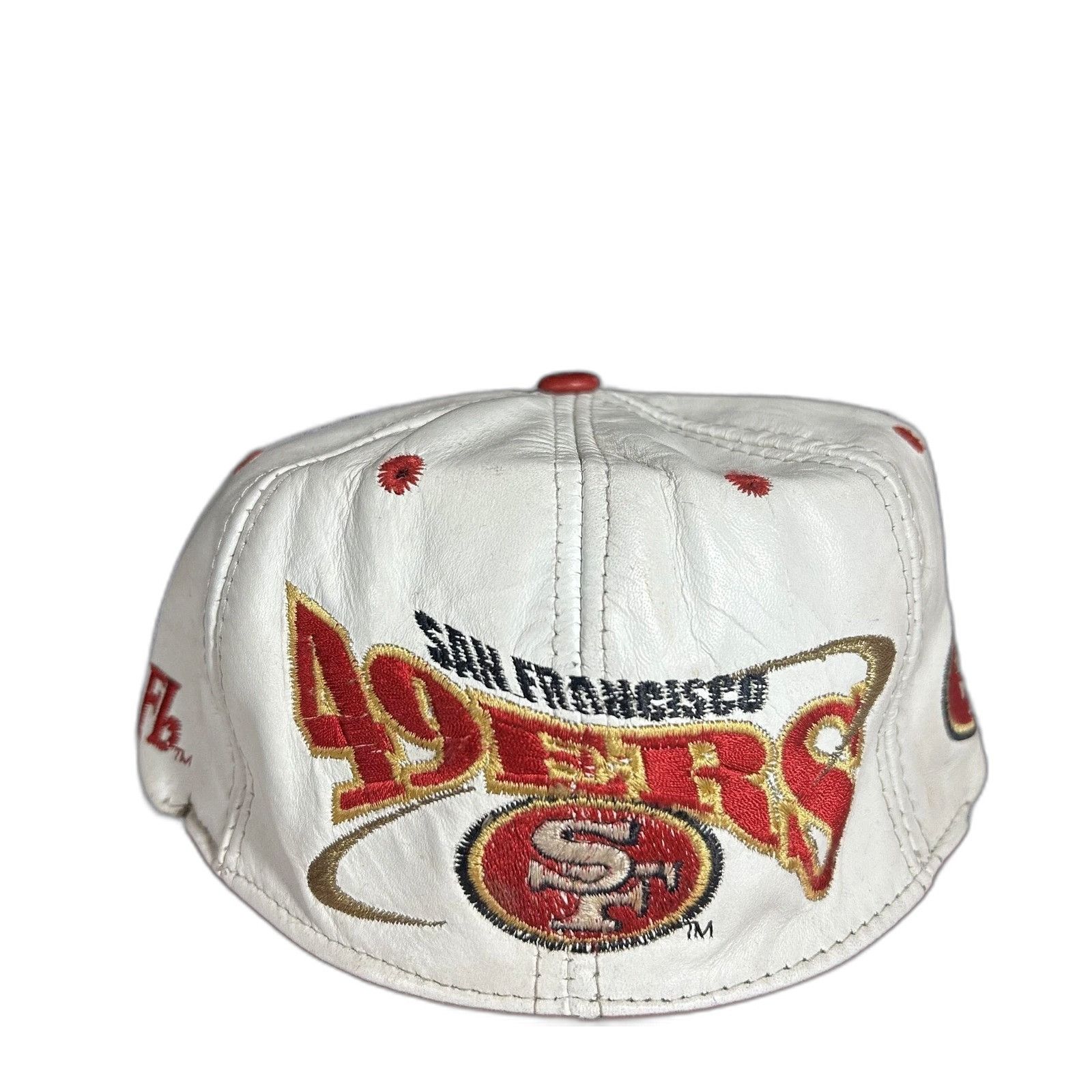 Sports Specialties Vintage 90's 49ers Genuine Leather Strapback Hat NFL Made In Size US XXS / EU 40 - 8 Thumbnail