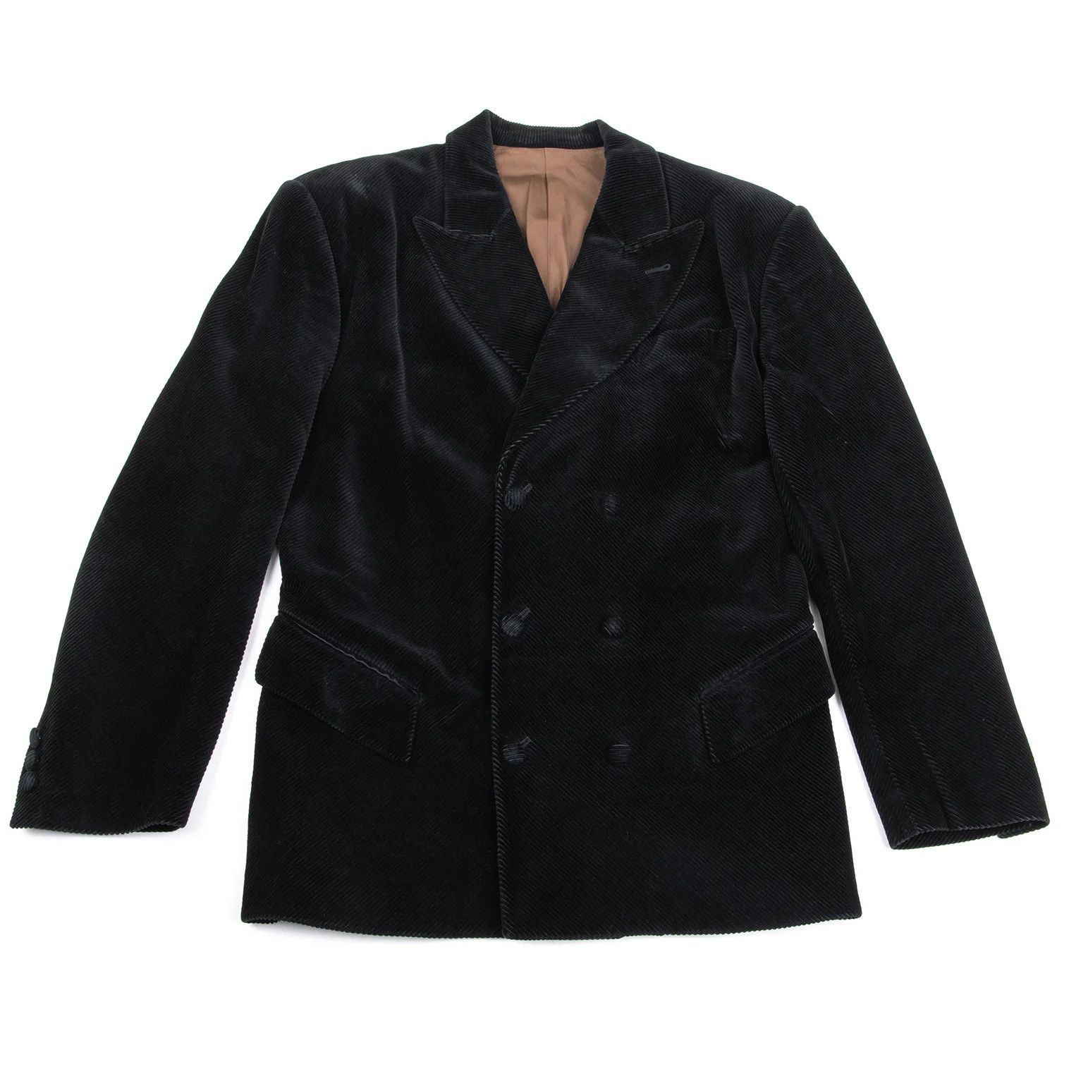 Jean Paul Gaultier Cotton Corduroy Peak Lapel Double Jacket in Black Size 50 Size US M / EU 48-50 / 2 - 1 Thumbnail