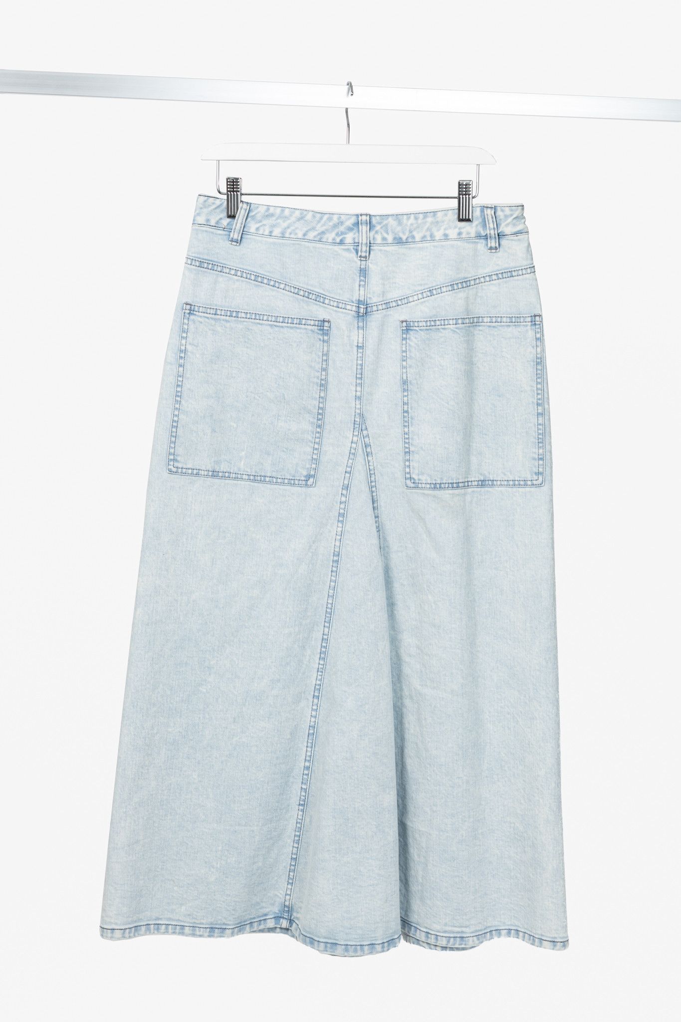 Tibi Tibi Bleached Denim Godet Midi Skirt Size 29" - 2 Thumbnail