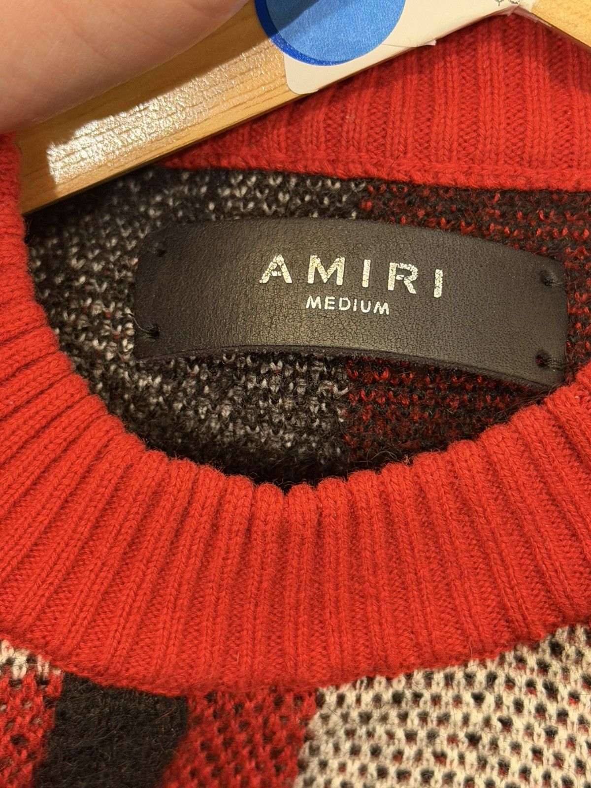 Amiri Amiri Checker Kniw Sweater - Grey/Red Size US M / EU 48-50 / 2 - 4 Thumbnail