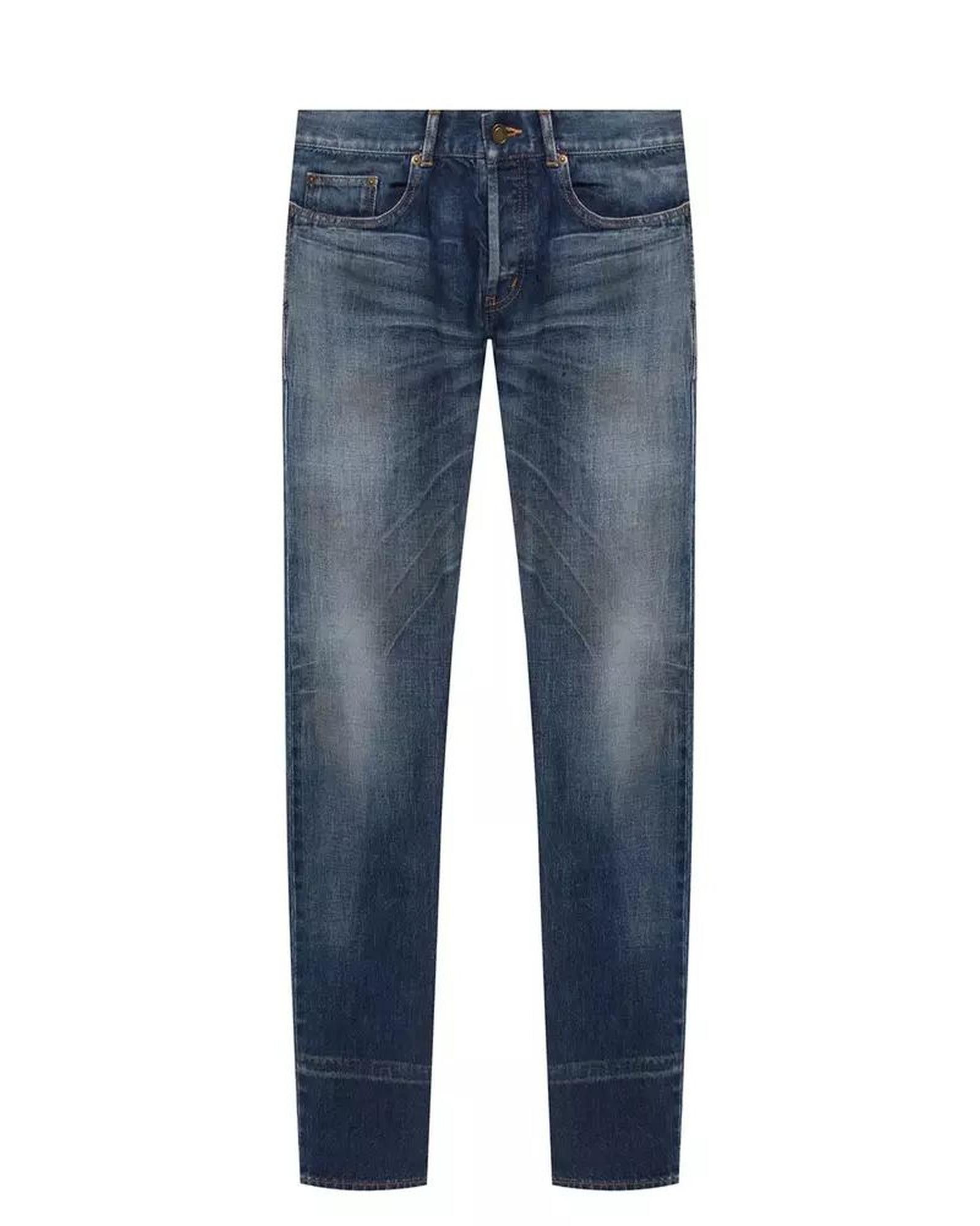 image of YVES Saint Laurent Regular Fit Light Wash Jeans in Blue, Men's (Size 32)
