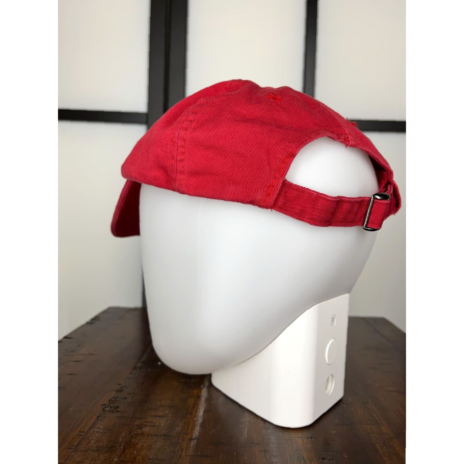 Bebe bebe Red Adjustable Strap Back Womens Baseball Cap Hat Twill Cotton Rhinestone Logo Bling Size ONE SIZE - 3 Thumbnail