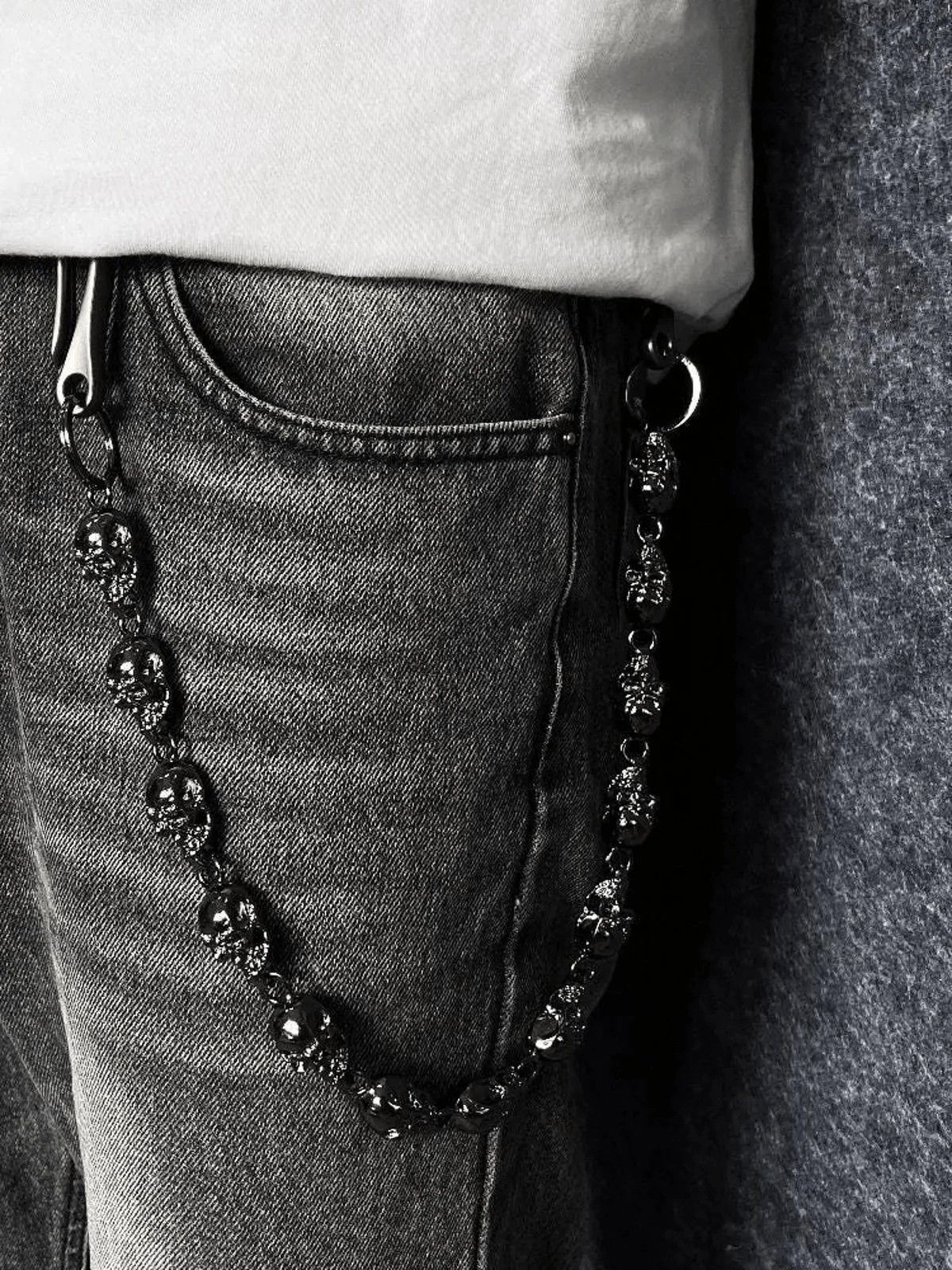Jewelry Metal Big Skull Wallet Chain, Pants Chain Size ONE SIZE - 2 Thumbnail