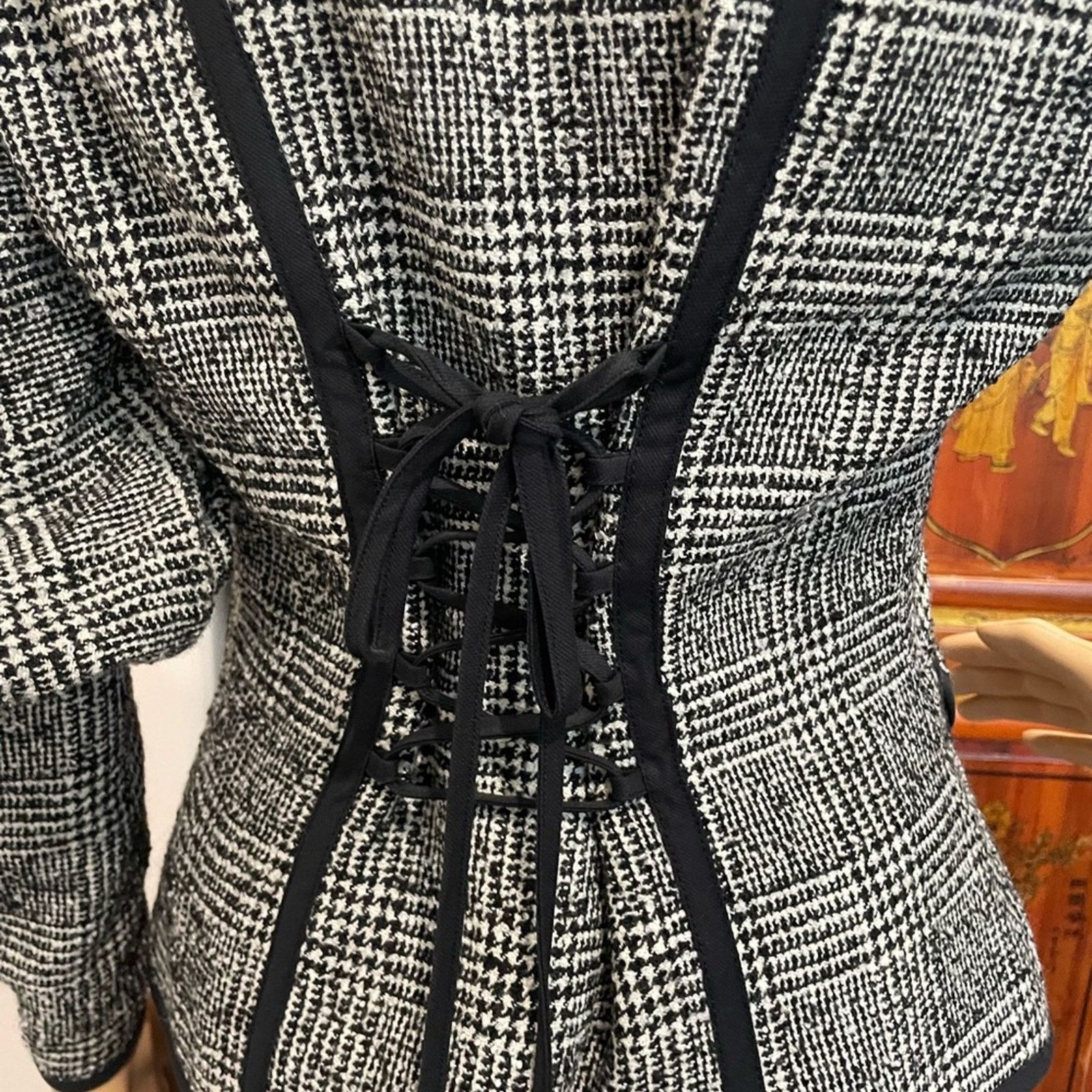 Anne Klein × Faconnable Anne Fontaine black & white tweed women’s jacket size 40 Size S / US 4 / IT 40 - 5 Thumbnail