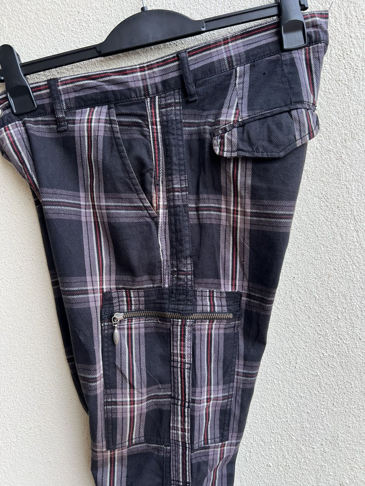 Shellac Double Edge Japan Multi Pocket Plaid Flare Cargo Trouser Size US 31 - 24 Thumbnail