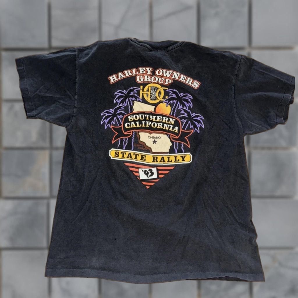 Harley Davidson VINTAGE Harley-Davidson T-Shirt Black Large USA 1993 R.K. Stratman Men L Short Sleeve Made In USA Mens Size US L / EU 52-54 / 3 - 1 Thumbnail