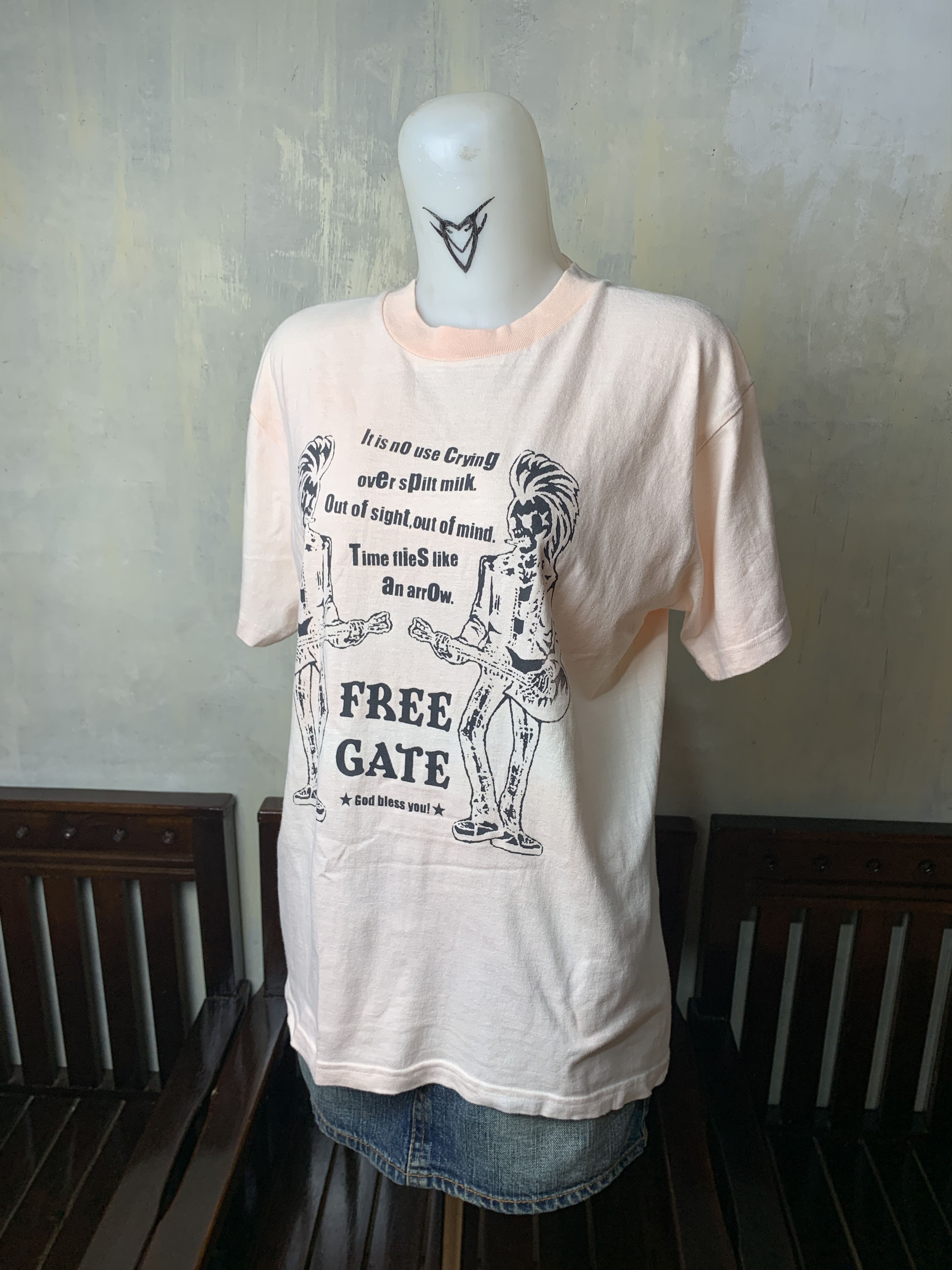 Japanese Brand Free Gate Soft Pink Punk Tee (S) Size US S / EU 44-46 / 1 - 3 Thumbnail