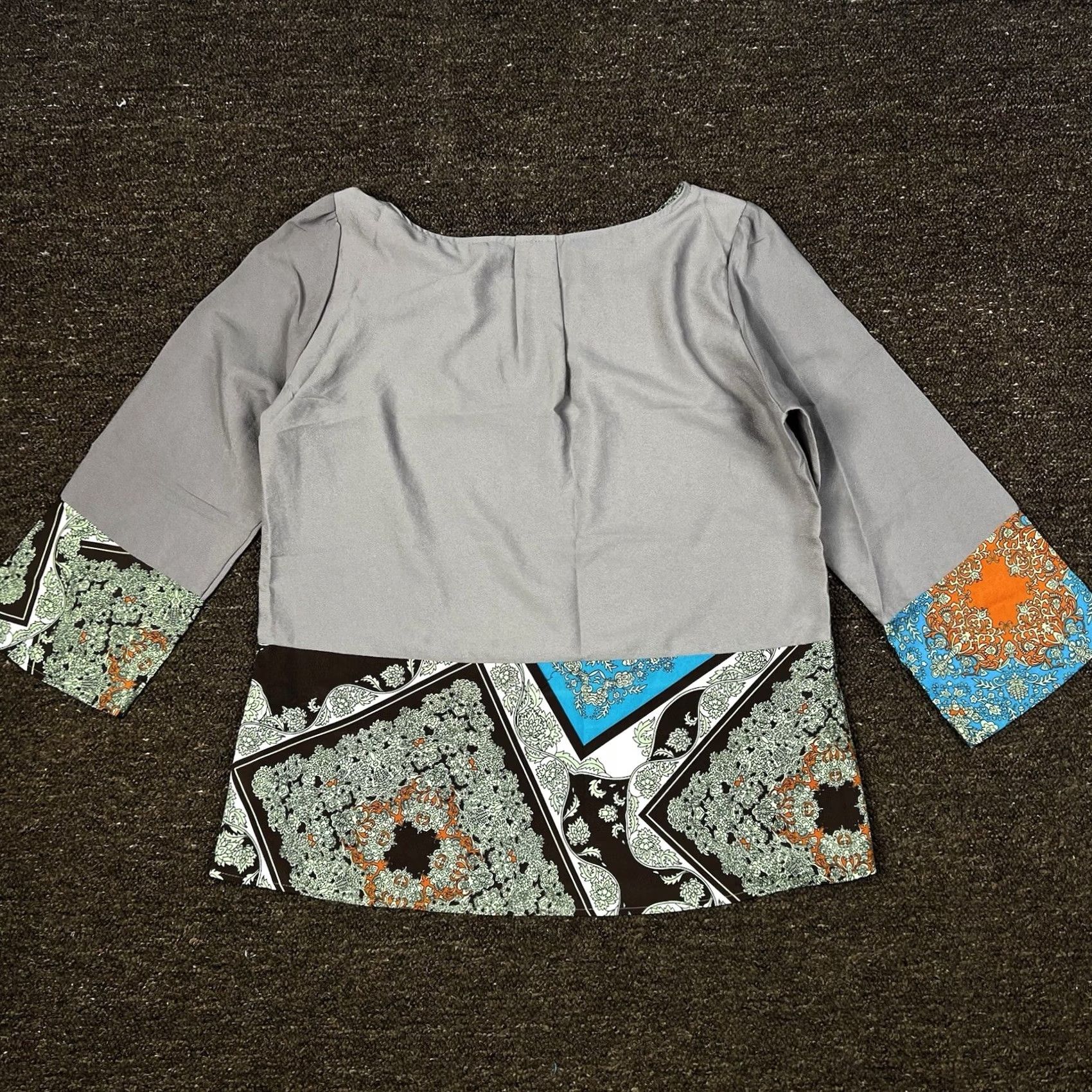 Vintage Trinity Blouse Womens Floral Paisley 3/4 Sleeve Medium Beige Regular Size M Easy Care Lightweight Knit Shirt Clothing Size M / US 6-8 / IT 42-44 - 3 Thumbnail