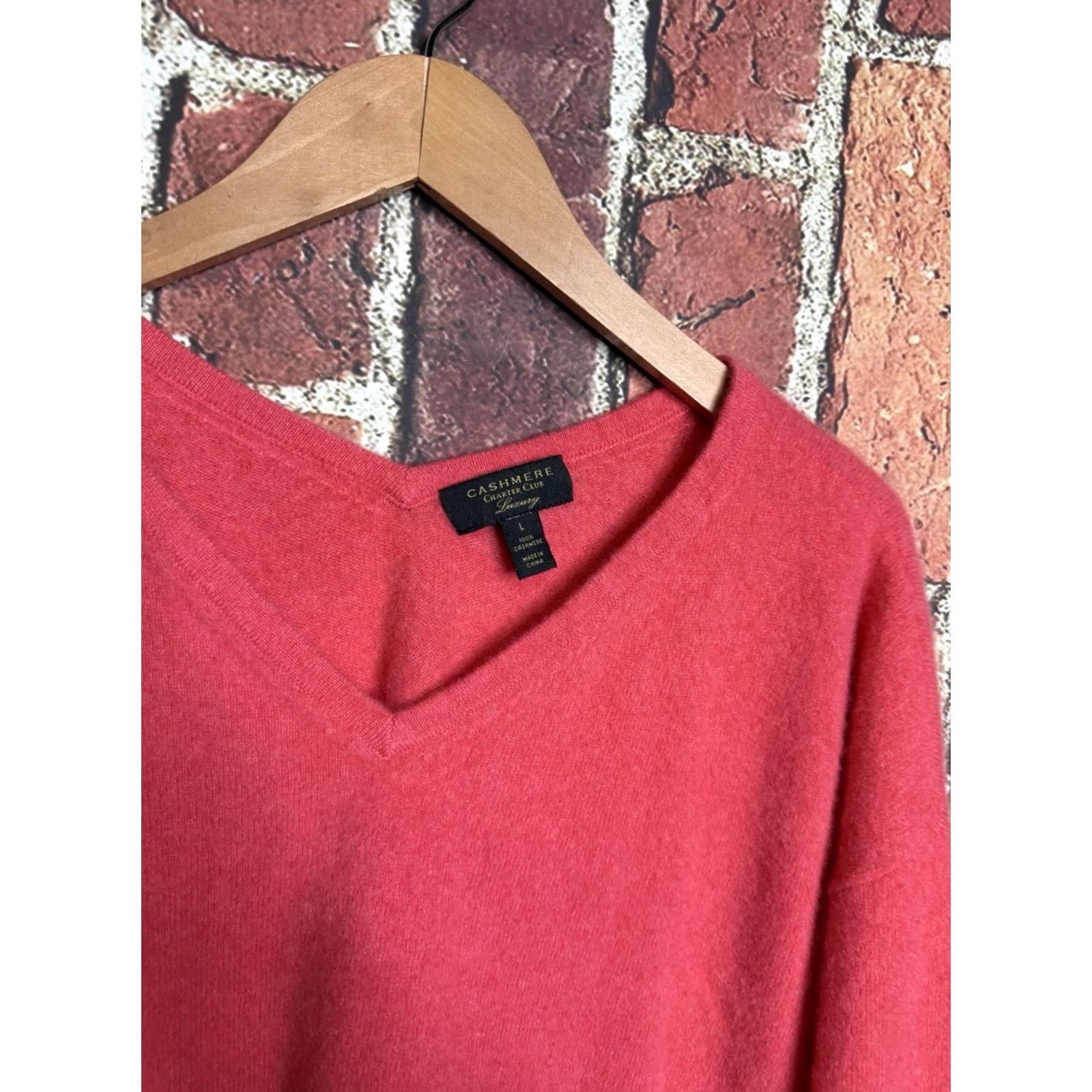 Charter Club Charter Club Pink Cashmere Sweater Women's L V-Neck Knit Pullover Casual Size L / US 10 / IT 46 - 2 Thumbnail
