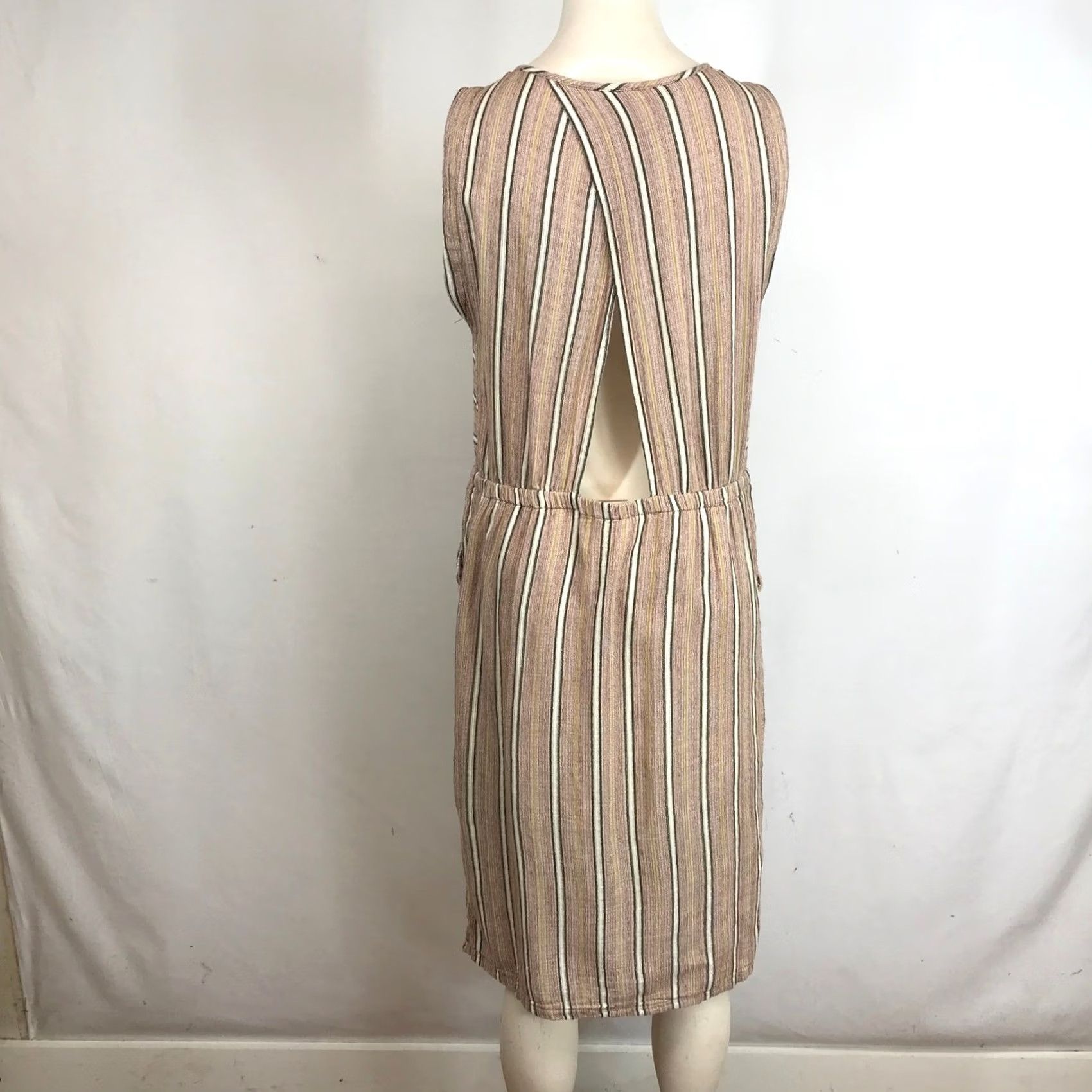 Prana prAna Striped V Neck Drawstring Waist Midi Dress Women Size S Size S / US 4 / IT 40 - 5 Thumbnail