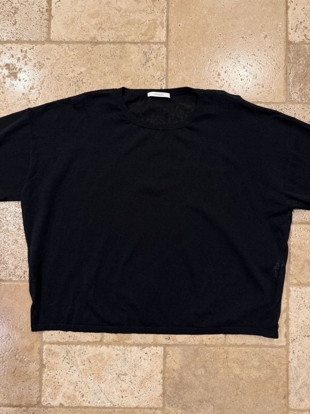 Lemaire Lemaire Boxy Thin Black Round Neck Pullover Sweater Size US XL / EU 56 / 4 - 4 Thumbnail