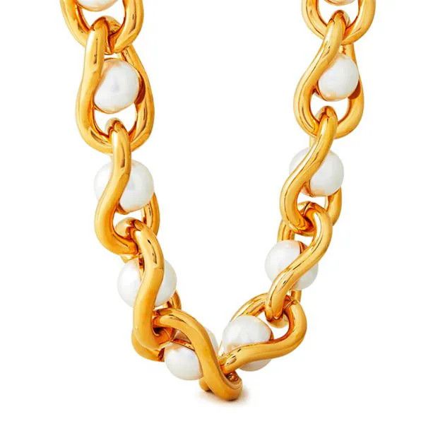 Balenciaga o1g2r1mq0924 Size: OS / Chain Choker in Gold & White Size ONE SIZE - 2 Thumbnail