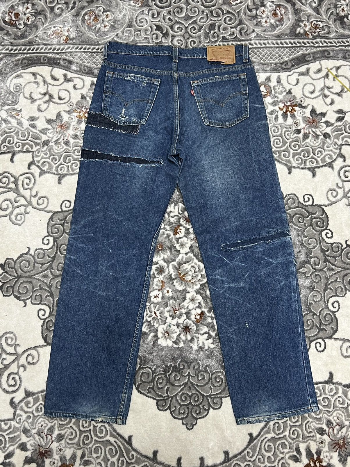 image of Vintage Levis 501 Made In Usa Distressed Denim Jeans in Blue Denim, Men's (Size 34)
