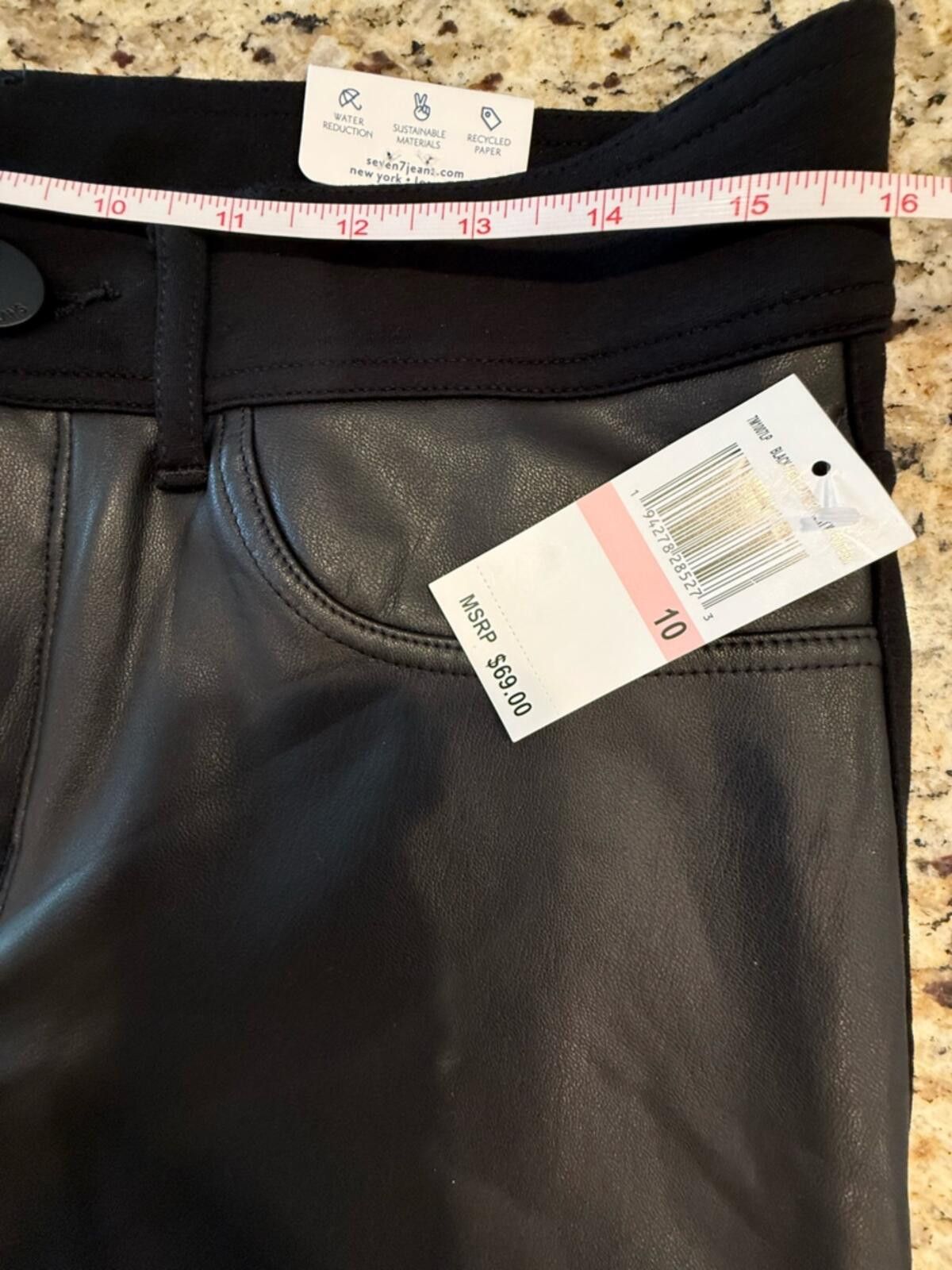 Seven 7 Seven7 High Rise Skinny black faux leather/ponte pants SZ 10 Size 32" / US 10 / IT 46 - 12 Thumbnail
