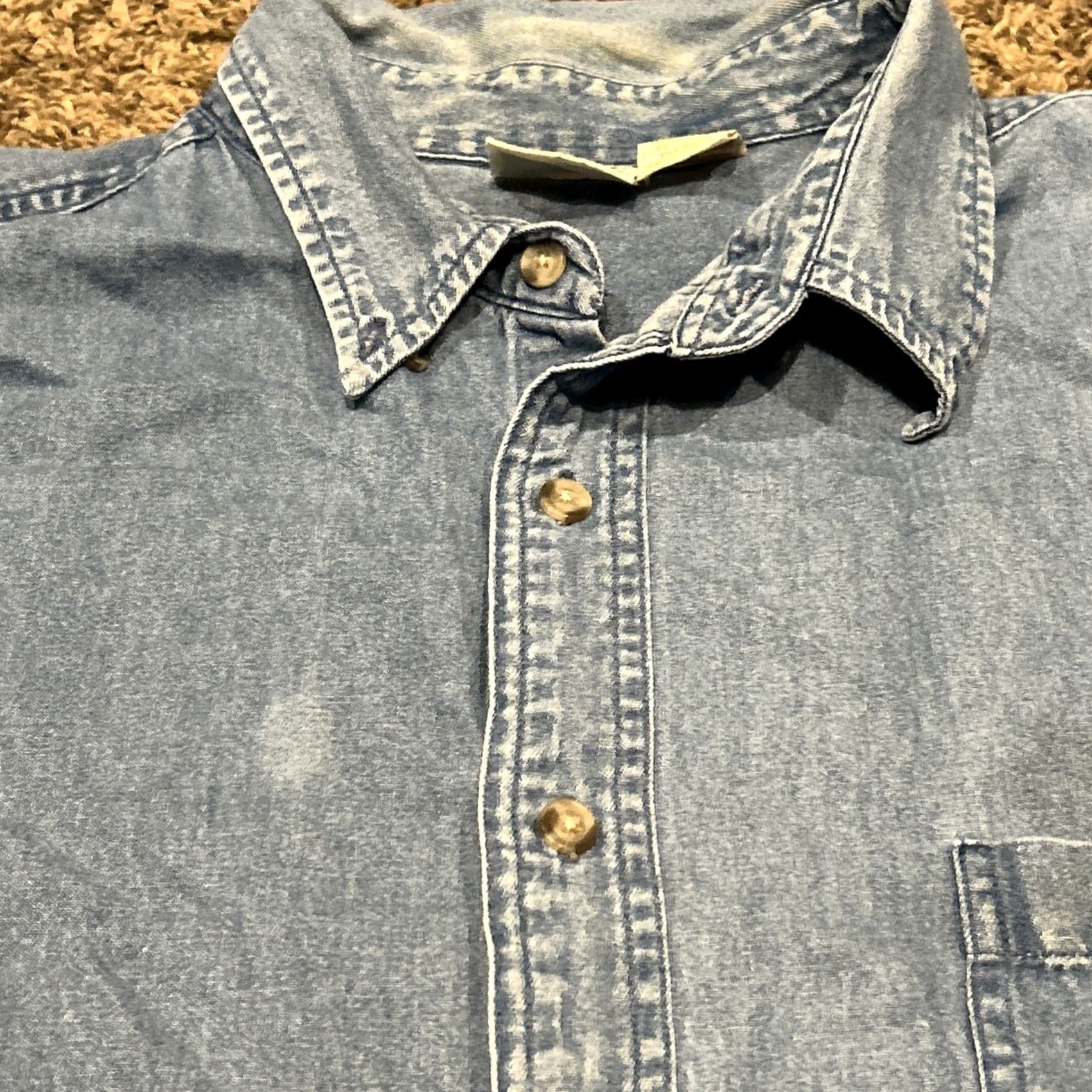 Vintage VINTAGE 1250 North Button-Up Long Sleeve Cowboy Shirt 2XL Cotton Denim Blue Size US XXL / EU 58 / 5 - 2 Thumbnail