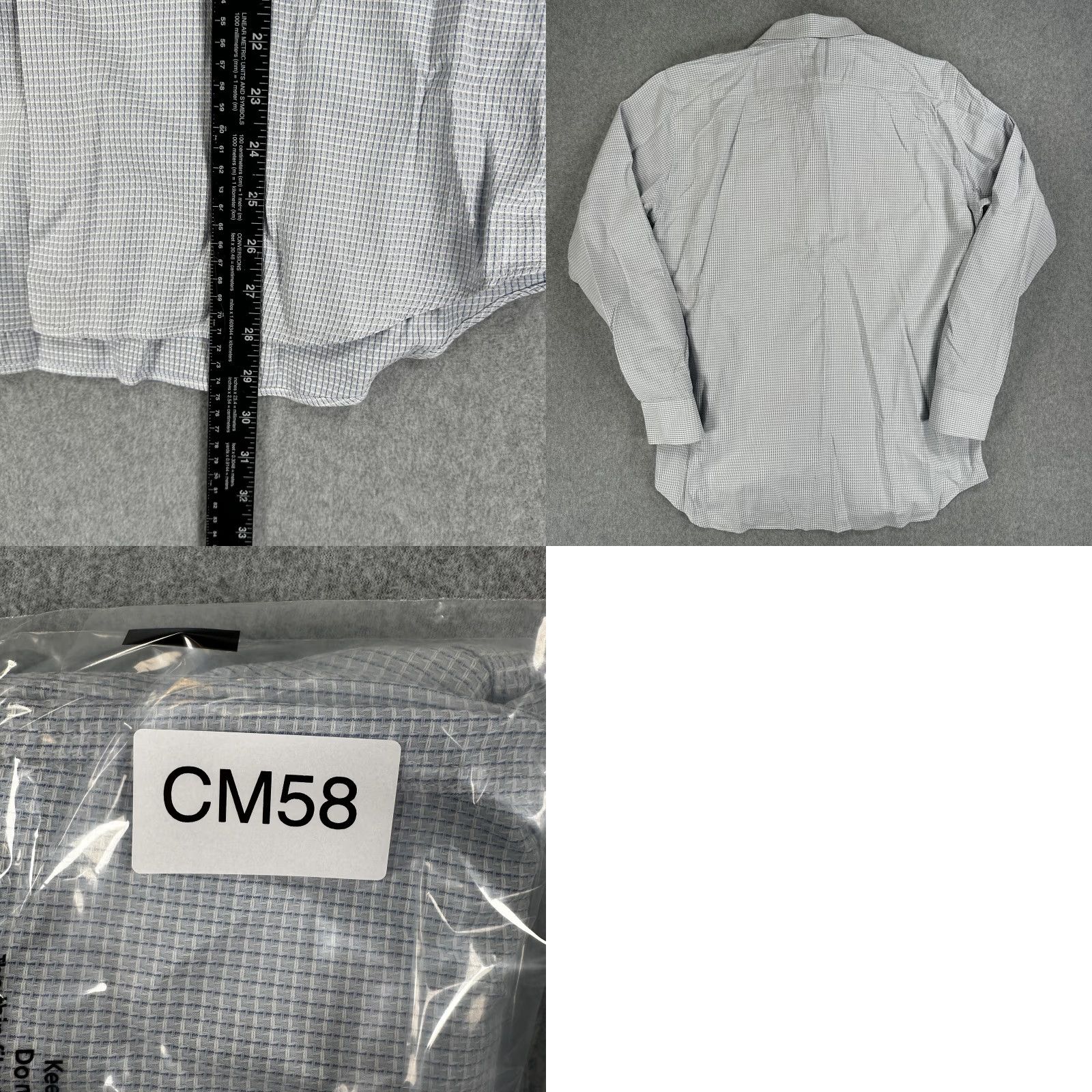 Canali Canali Dress Shirt Mens 42/16.5 Blue Check Long Sleeve Spread Collar Italy Size 46R - 8 Thumbnail