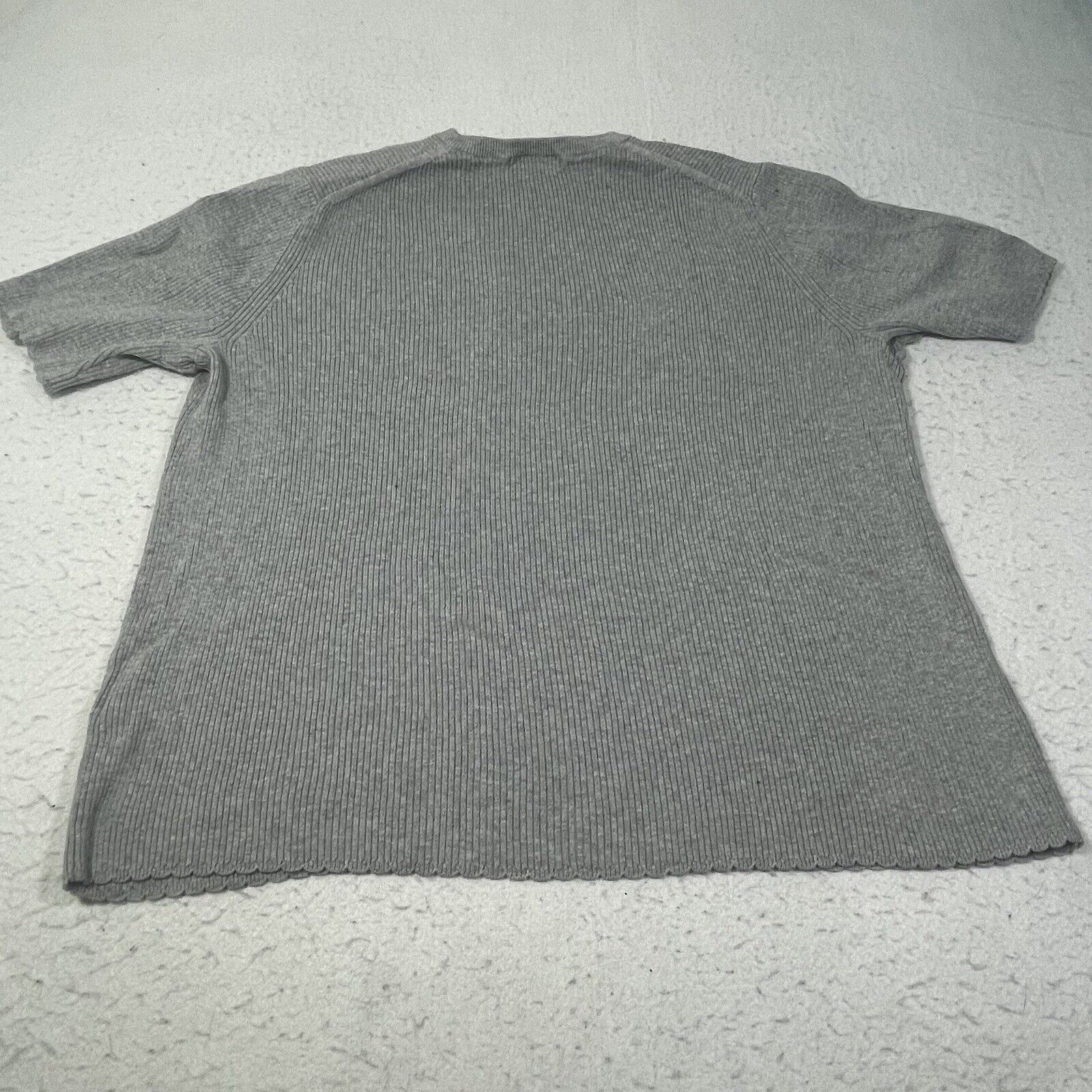 Uniqlo Uniqlo Gray Circle Neck Ribbed T-Shirt Cotton Top Size XL / US 12-14 / IT 48-50 - 11 Thumbnail