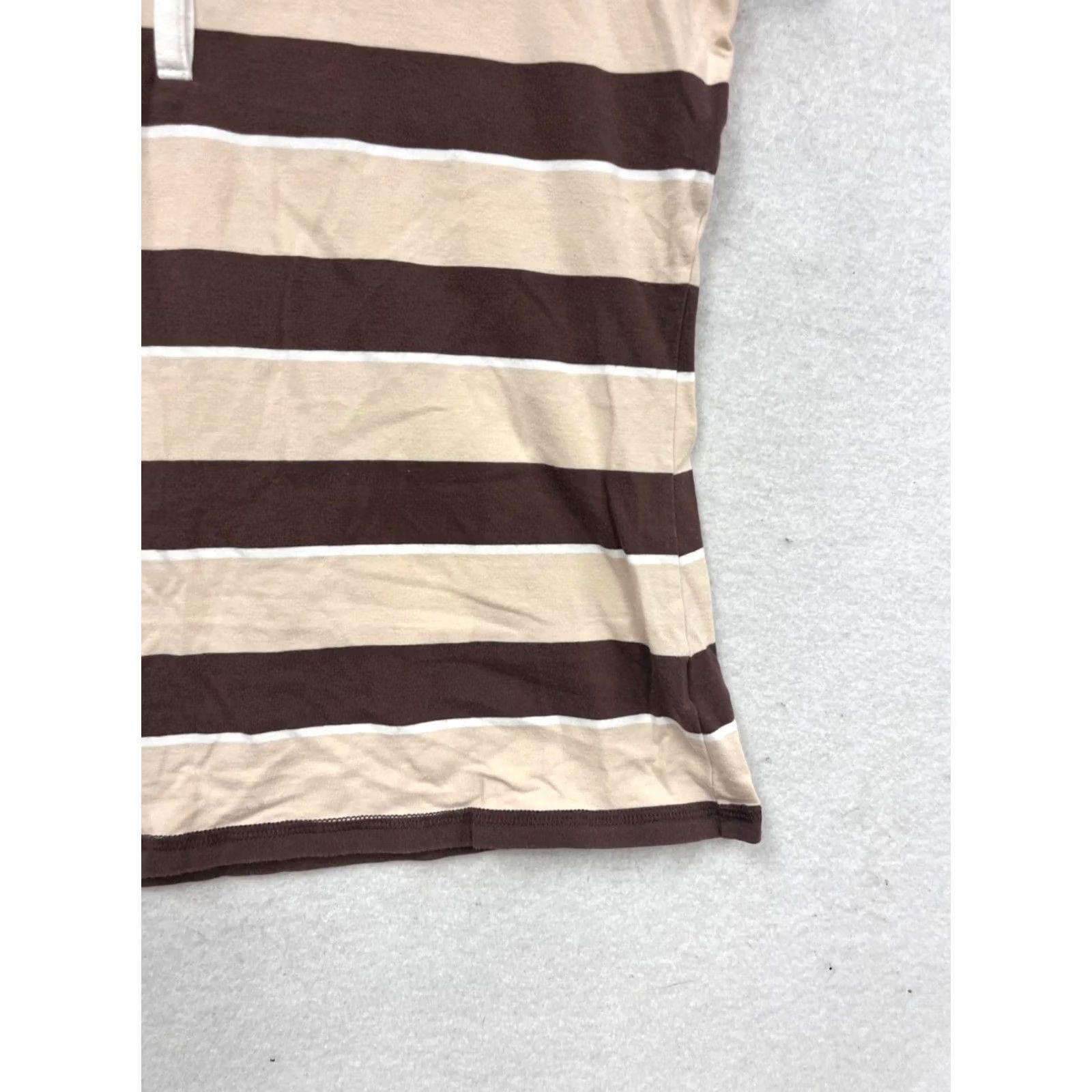 Vintage Wear It Declare It Striped Polo Shirt Womens Regular Brown & White Short Sleeve X Size Size XL / US 12-14 / IT 48-50 - 7 Thumbnail