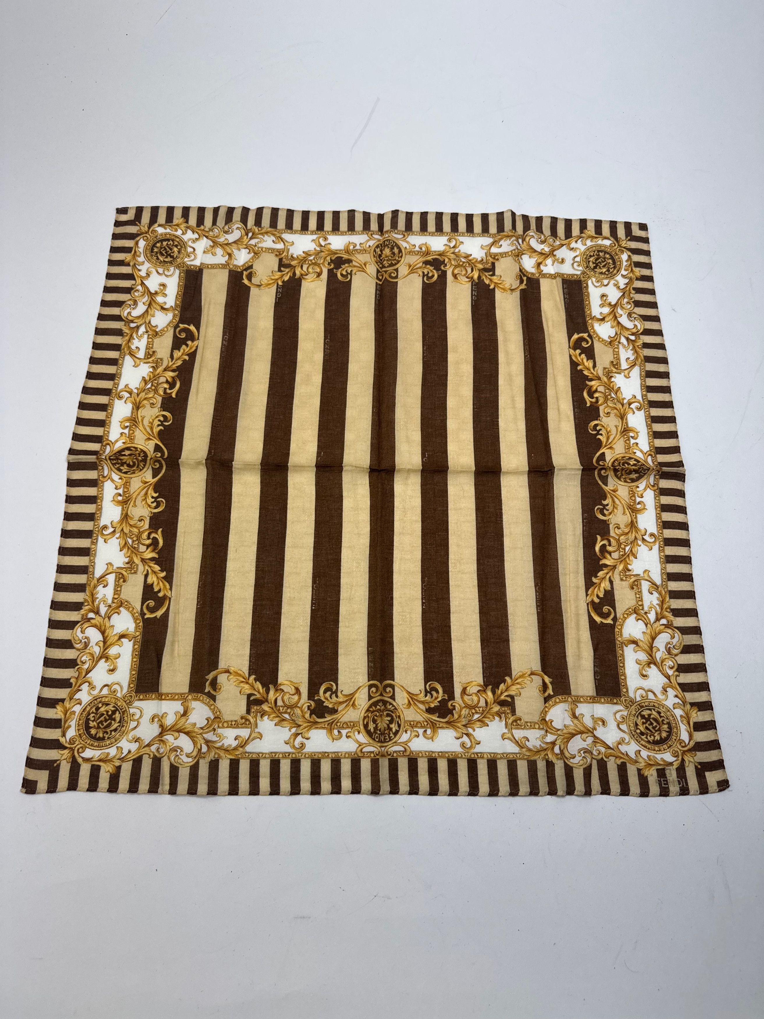 Fendi Vintage Striped Scarf Brown Gold Size ONE SIZE - 1 Thumbnail