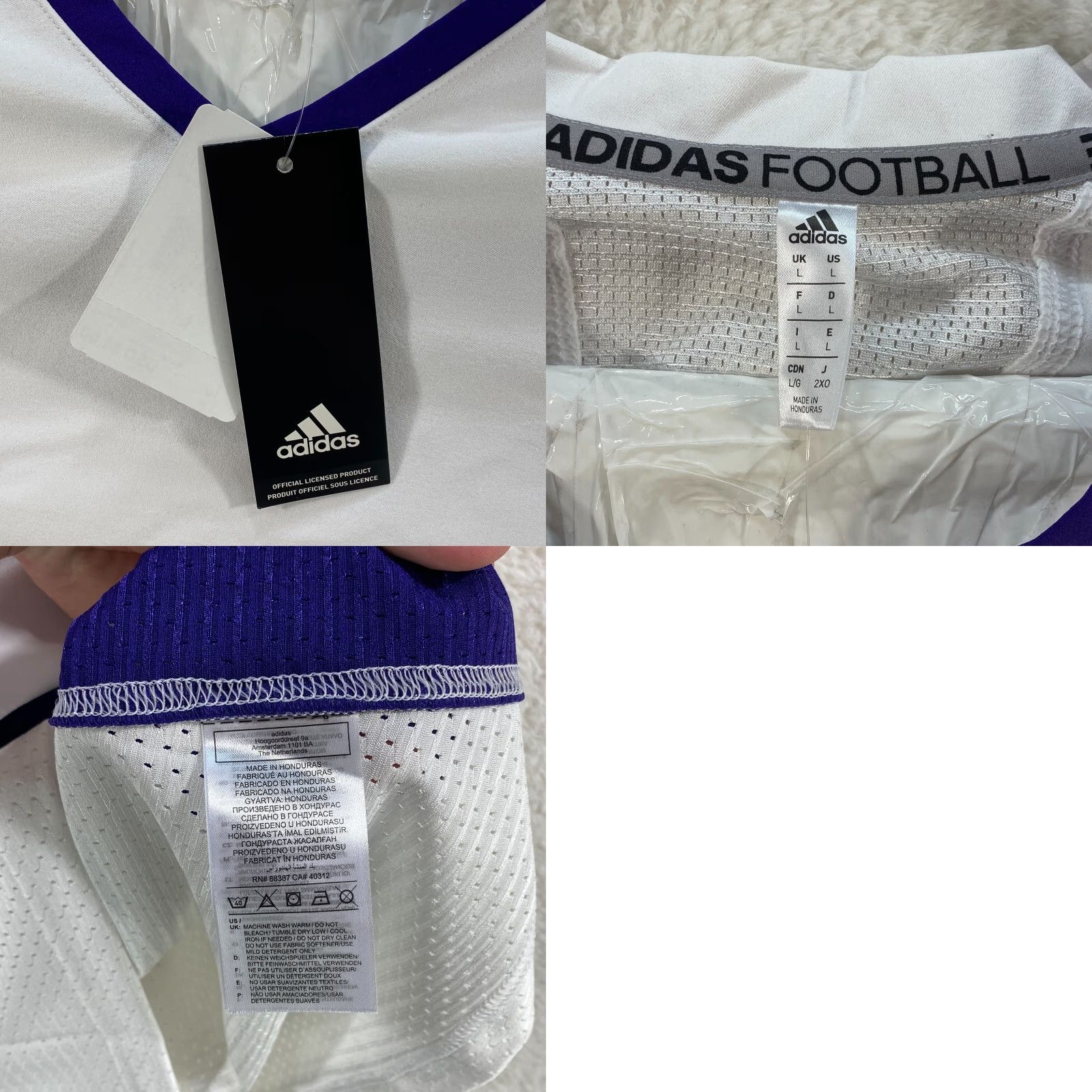 Adidas Adidas New Logo Football Purple White Practice Jersey Mens Large NWT - Adidas Football Jersey Men Large Purple White Logo NWT Size US L / EU 52-54 / 3 - 8 Thumbnail